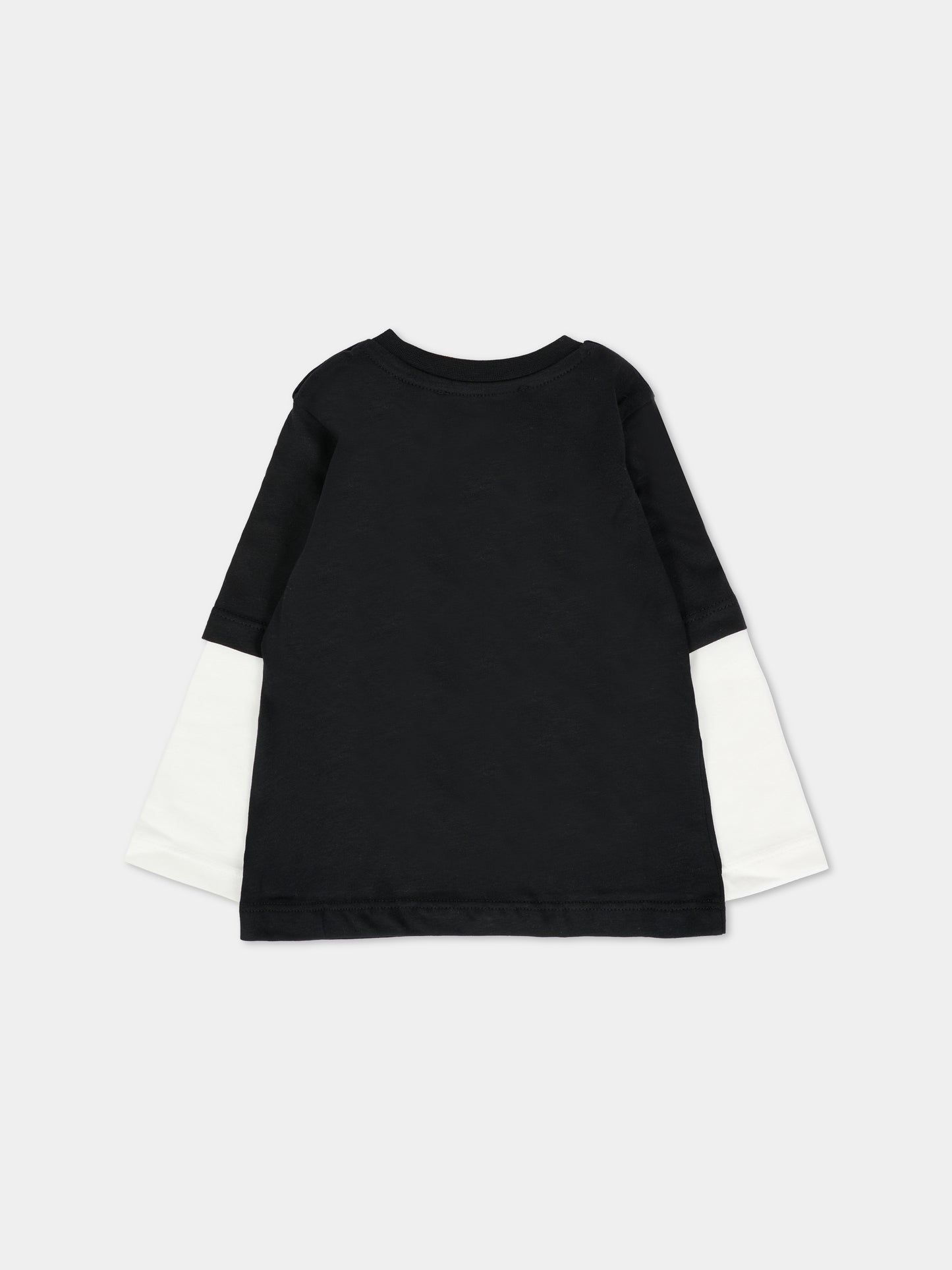T-shirt nera per neonato con logo,Msgm Kids,F5MSNBTH297 110