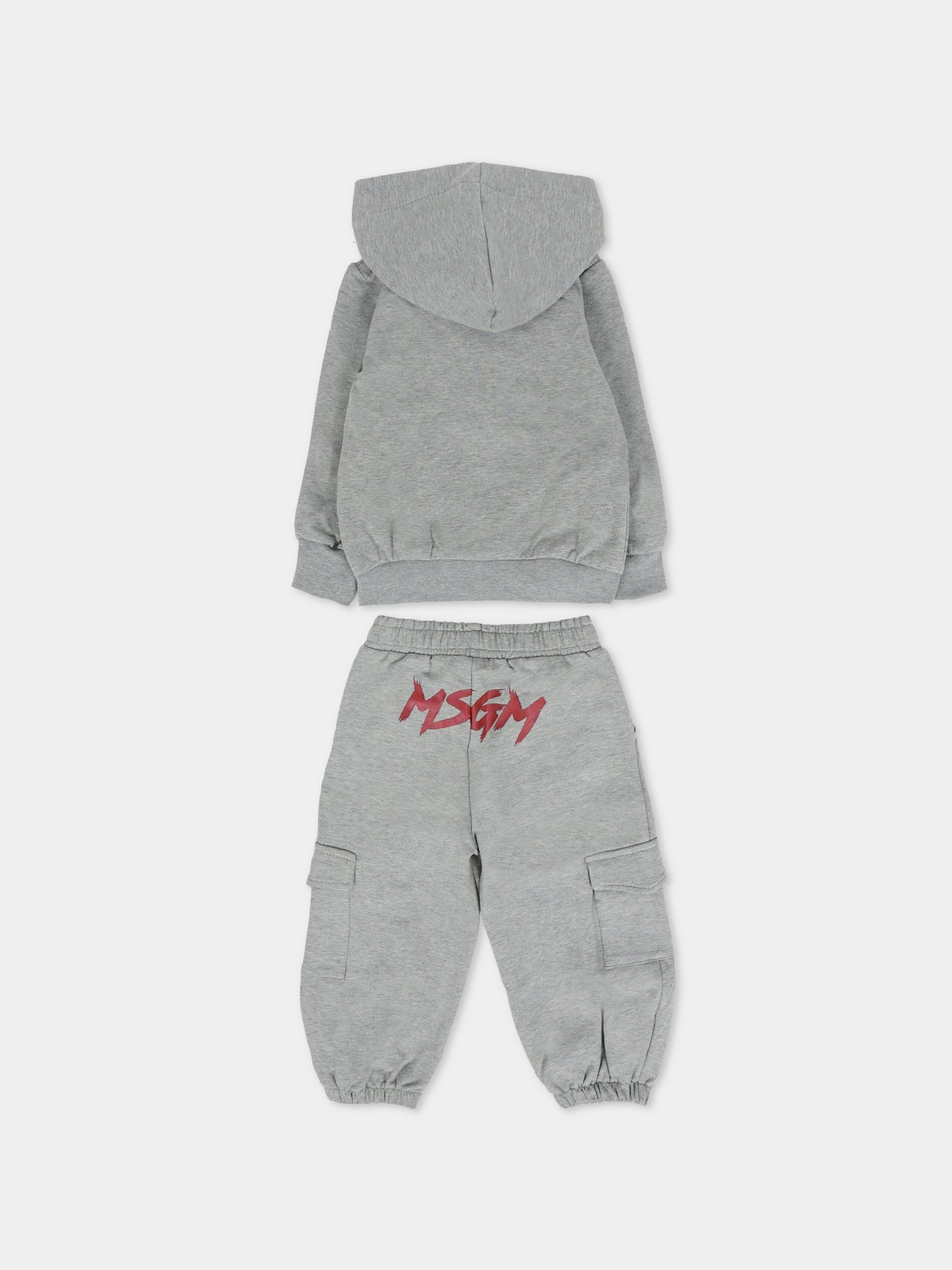 Completo grigio per neonato con logo,Msgm Kids,F5MSUNSF281 104