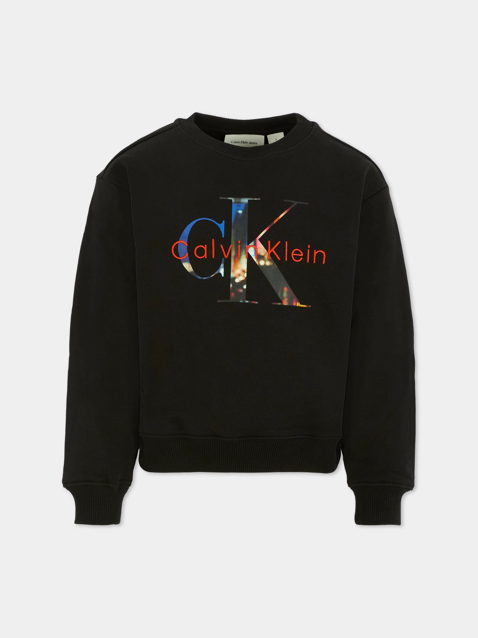 Felpa nera per bambino con logo,Calvin Klein Kids,25WCKIB0IB02562 BEH