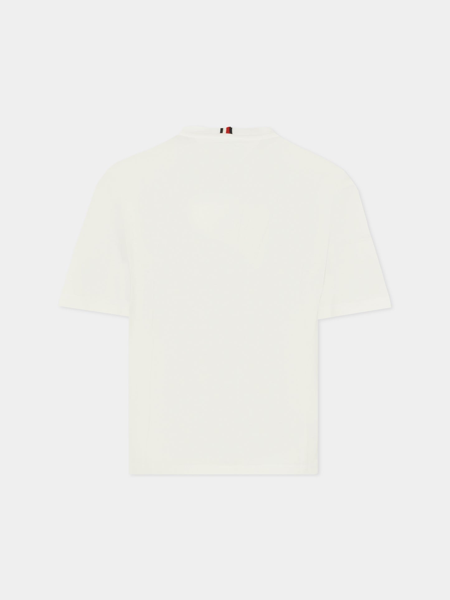 T-shirt bianca per bambini con bandierina ricamata,Tommy Hilfiger Junior,25WTHKB0KB09646 YBR