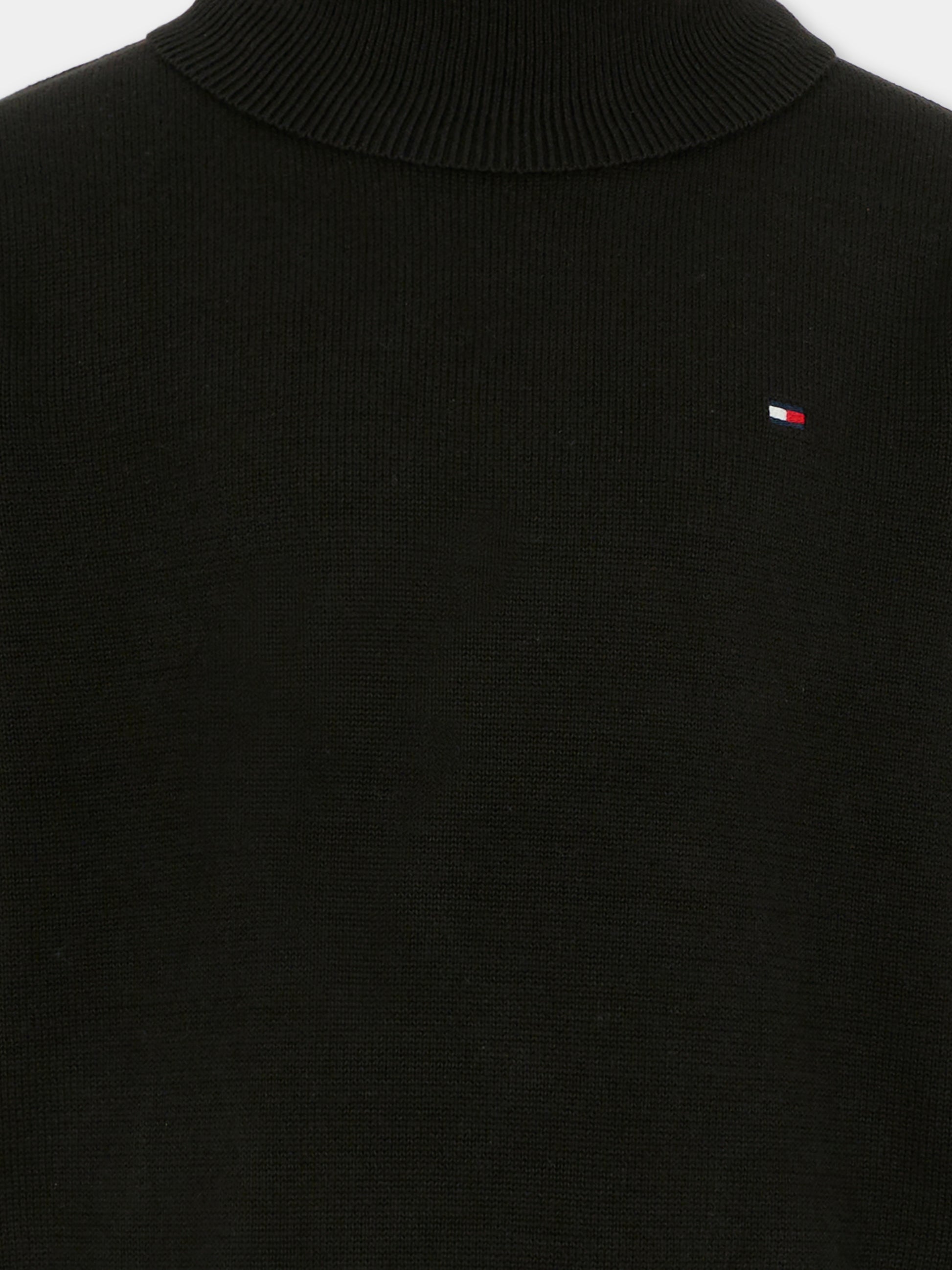 Dolcevita nero per bambino con bandierina,Tommy Hilfiger Junior,25WTHKB0KB09976 BDS