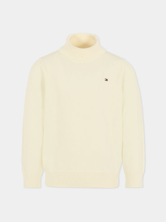 Dolcevita avorio per bambino con bandierina,Tommy Hilfiger Junior,25WTHKB0KB09976 YA8