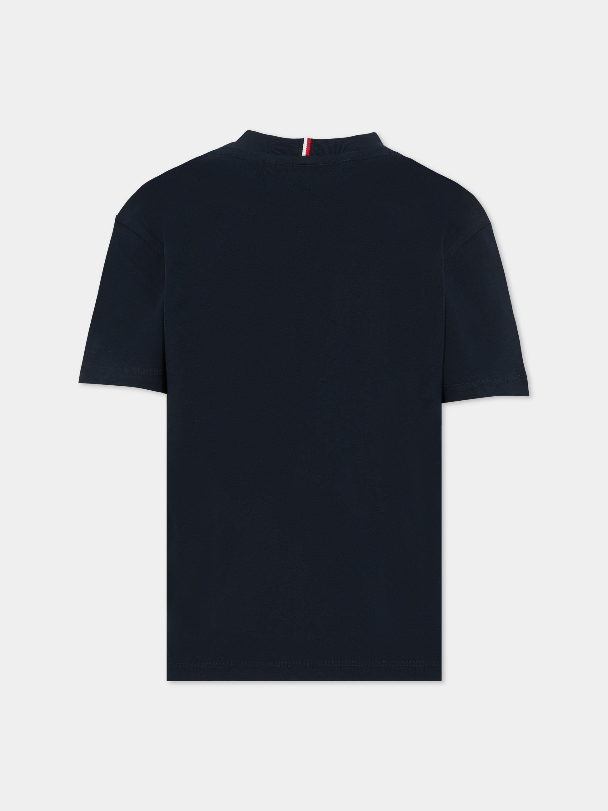 T-shirt blu per bambino con bandierina,Tommy Hilfiger Junior,25WTHKB0KB10111 C1G