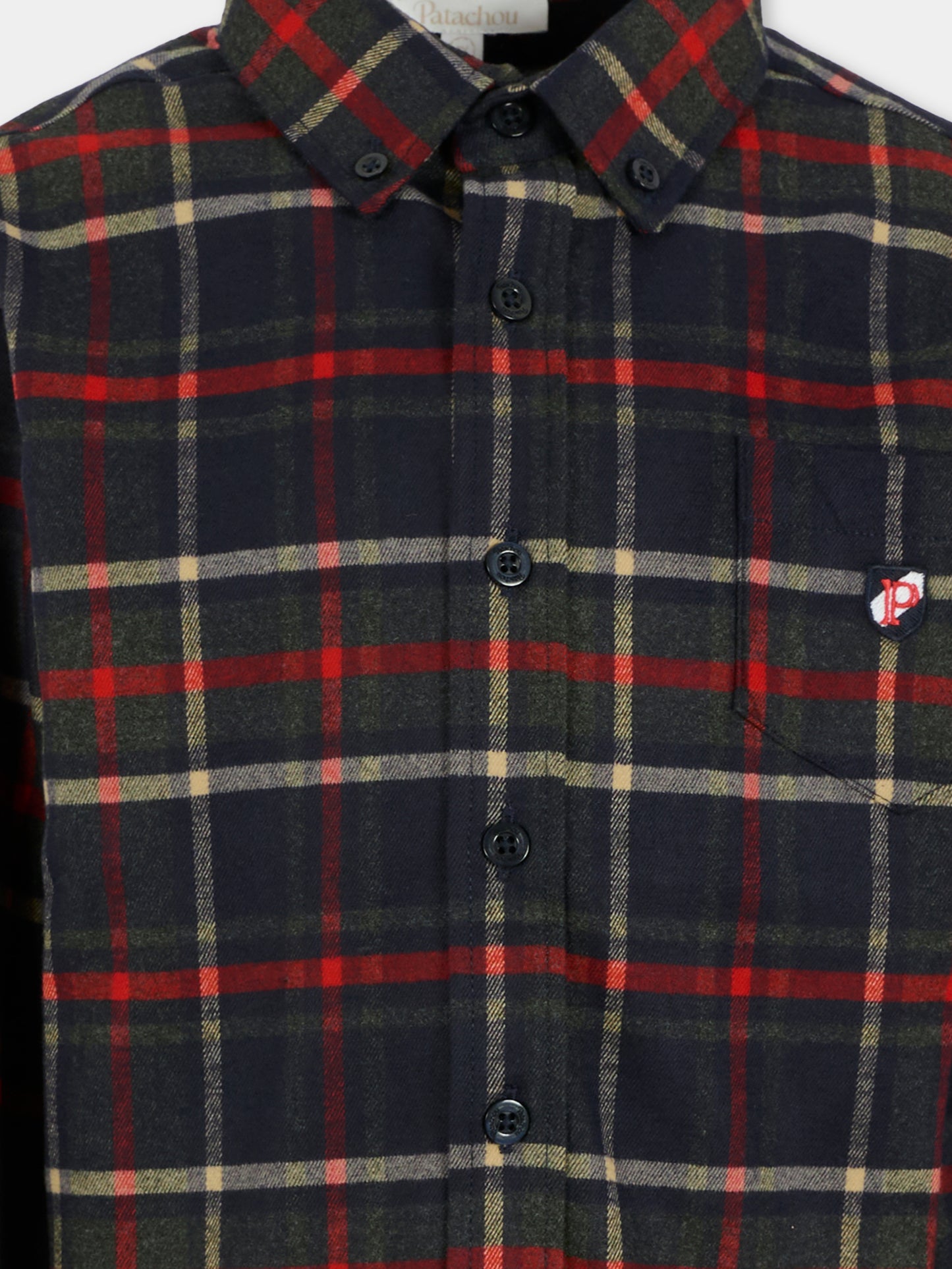 Camicia blu per bambino con patch ricamato,Patachou,PAP CM4133306 Z0133