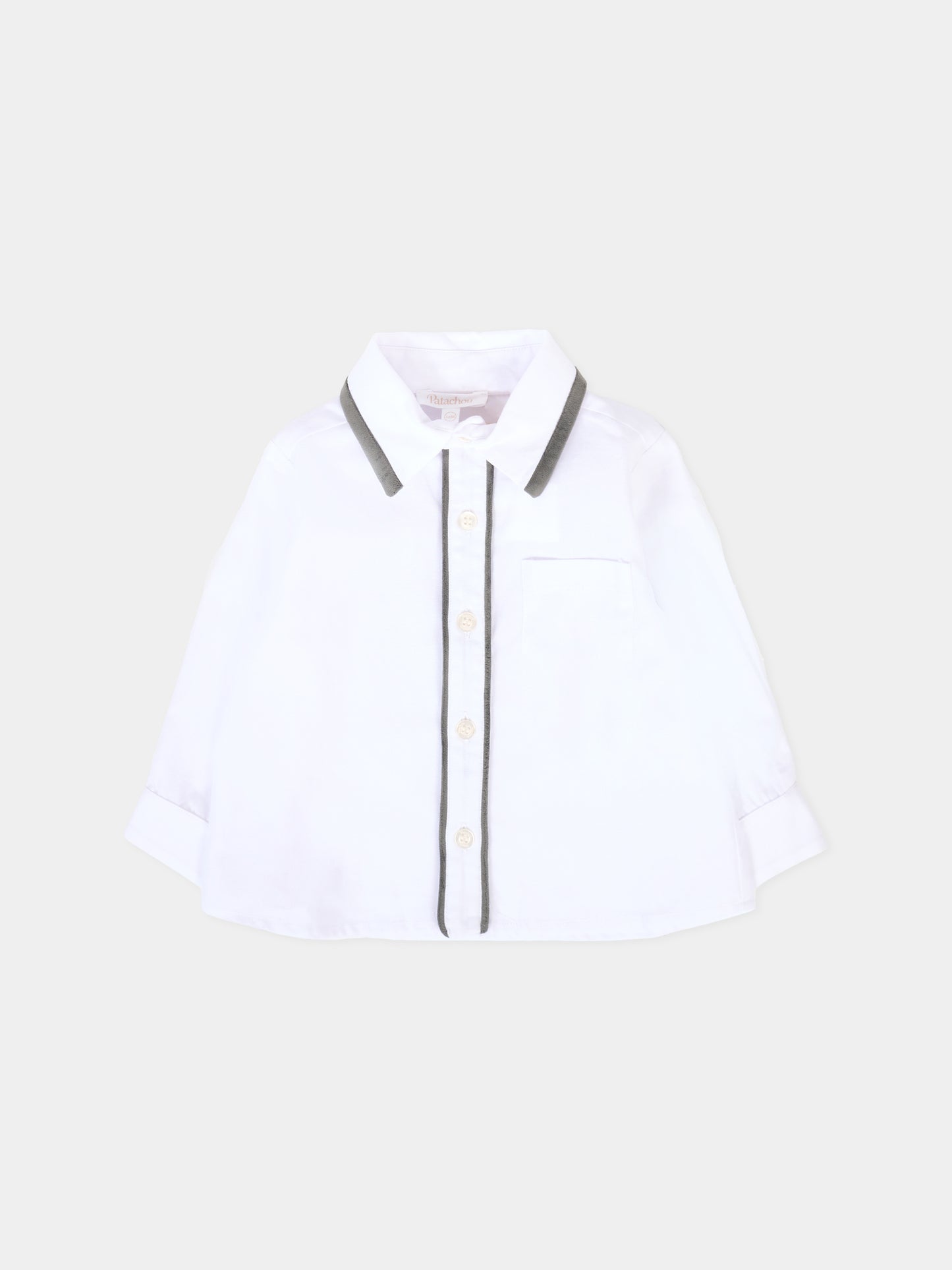 Camicia bianca per neonato con dettagli in velluto,Patachou,PAP CM4133384 510