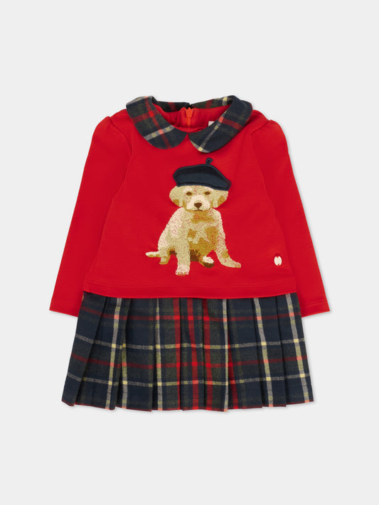 Vestito rosso per neonata con cane,Patachou,PAP VET4133261 960