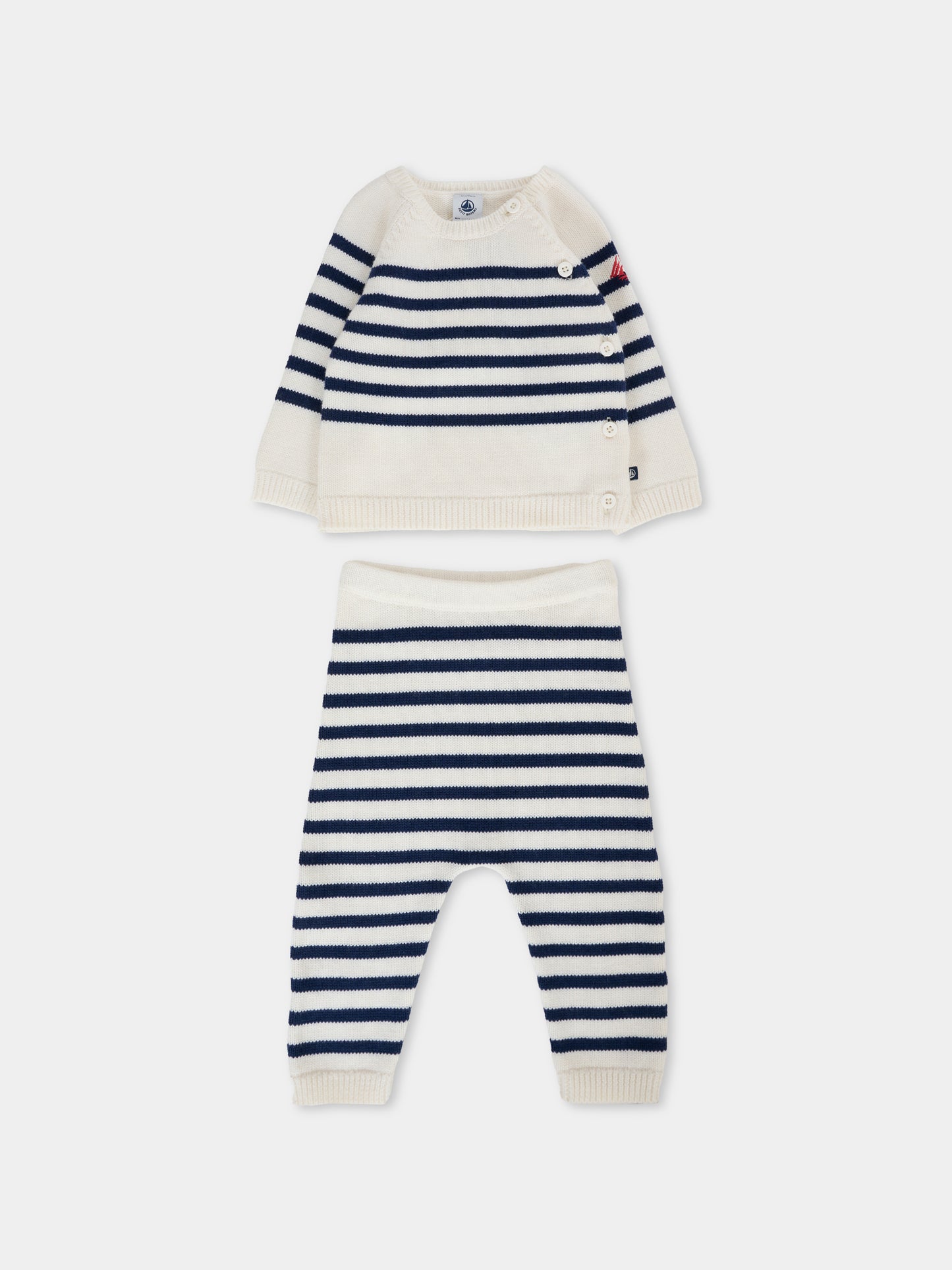 Completo avorio per neonato con logo rosso,Petit Bateau,A0ECR 01