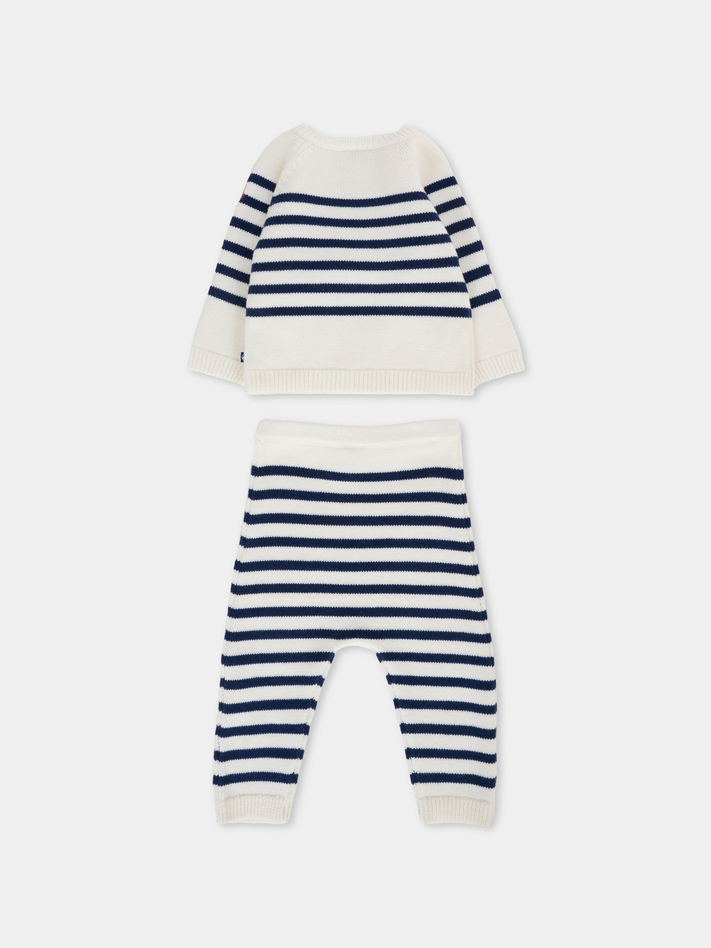 Completo avorio per neonato con logo rosso,Petit Bateau,A0ECR 01