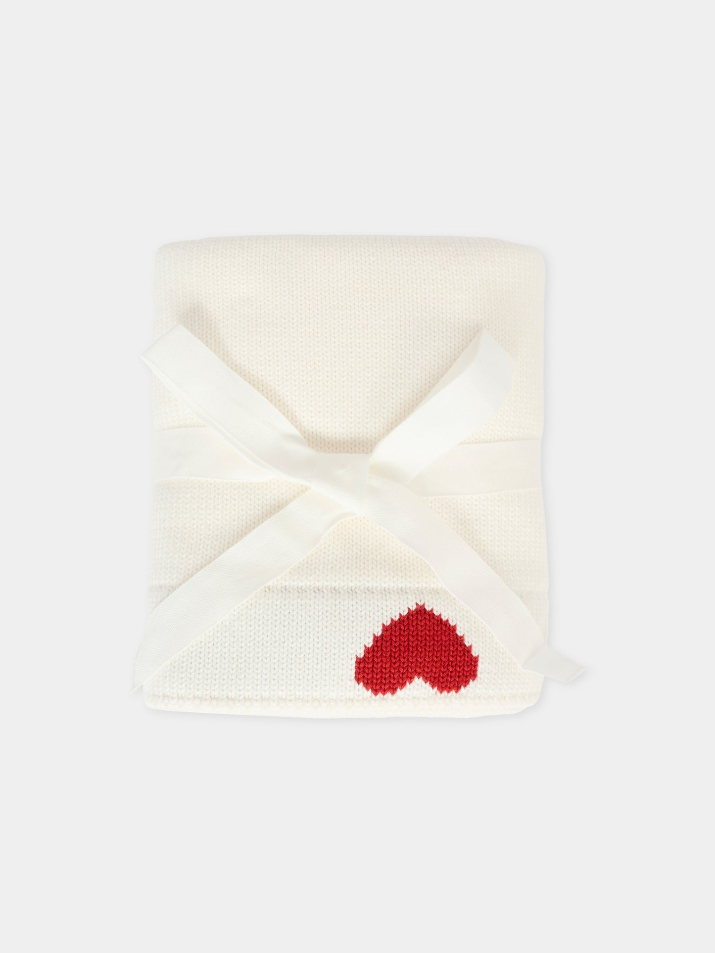 Coperta avorio per neonati con cuori rossi,Petit Bateau,A0DRO 01