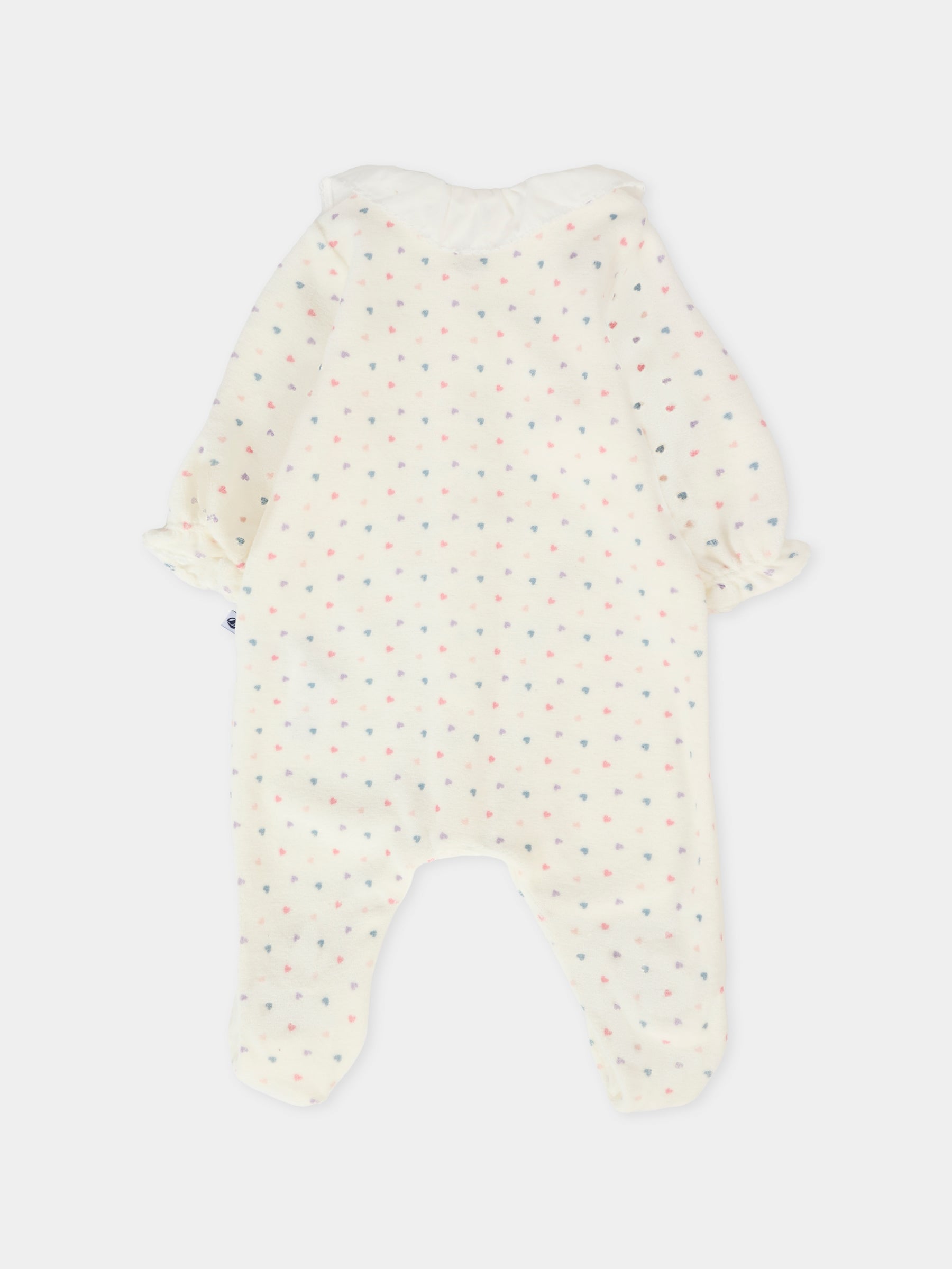 Tutina bianca per neonati con cuori colorati,Petit Bateau,A0DQS 01