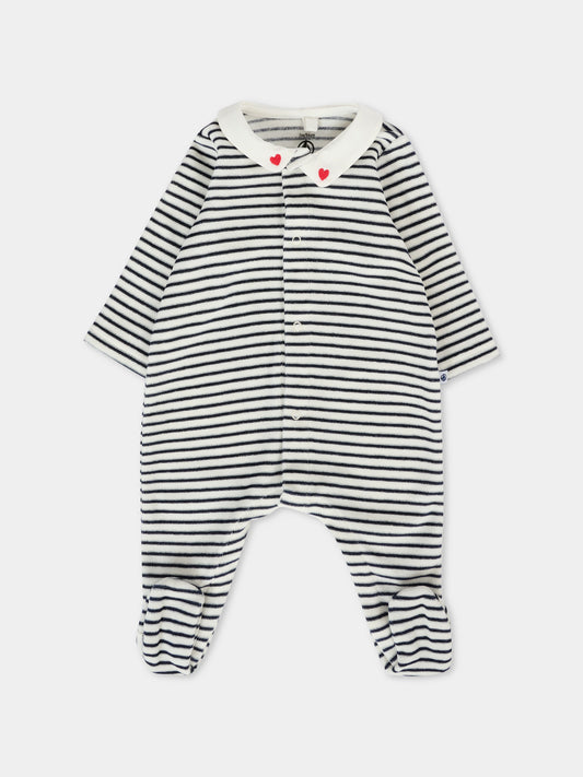 Tutina bianca per neonati con cuori rossi ricamati,Petit Bateau,A0DR1 01