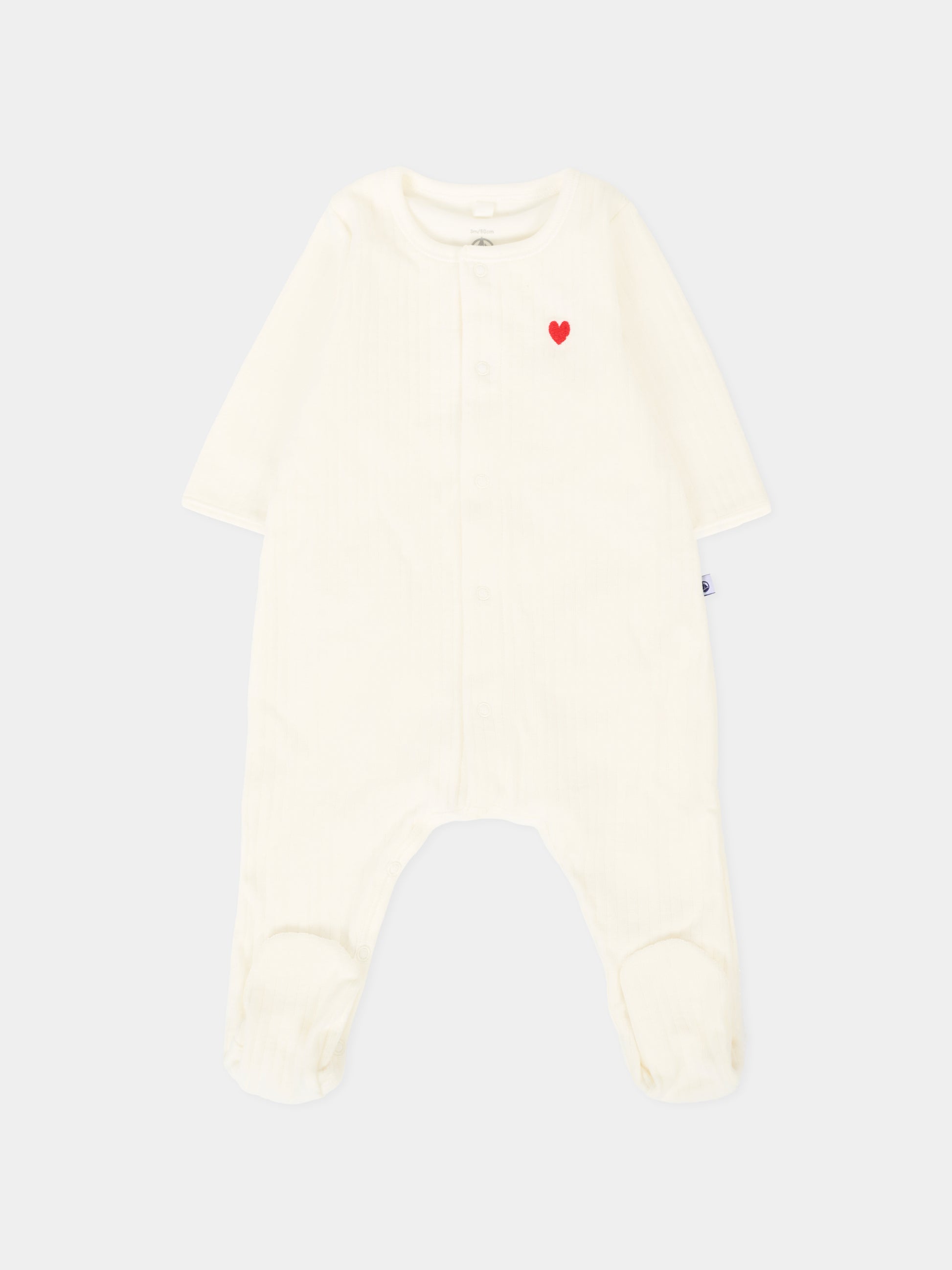 Set pigiama bianco per neonati con cuori,Petit Bateau,A0CJ8 00