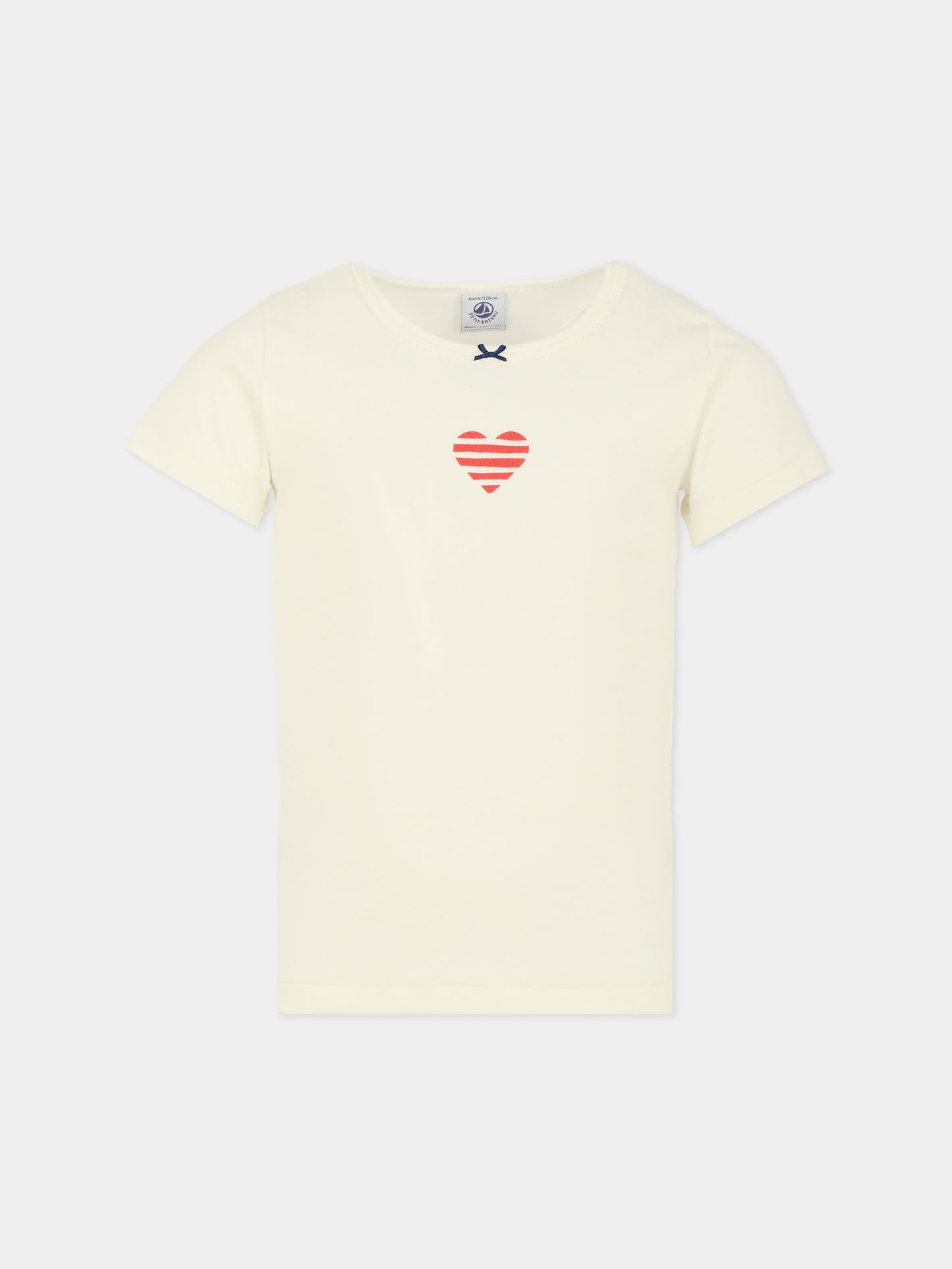 Set canottiere bianche per bambina con cuori,Petit Bateau,A0D2C 00