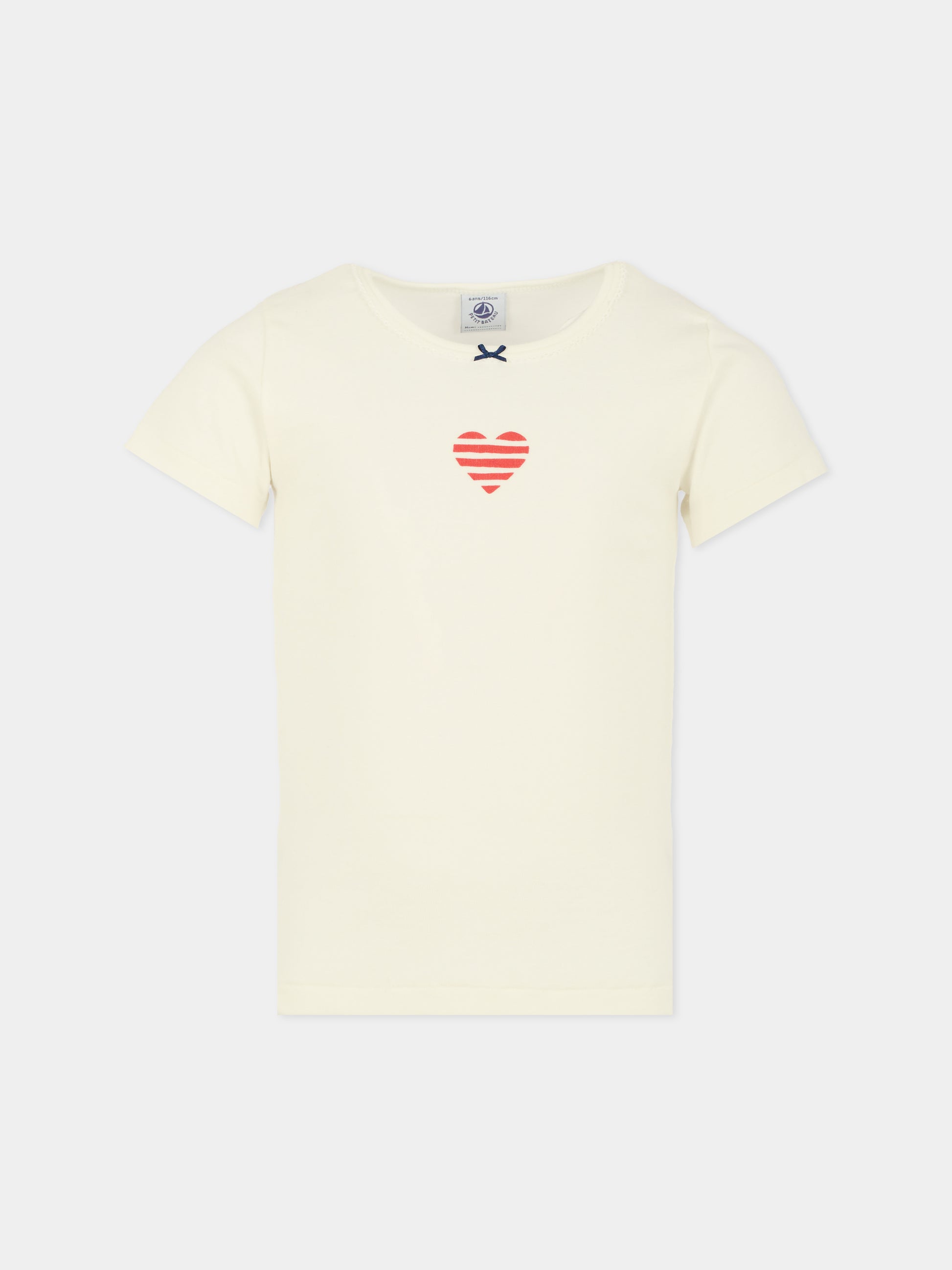 Set canottiere bianche per bambina con cuori,Petit Bateau,A0D2C 00