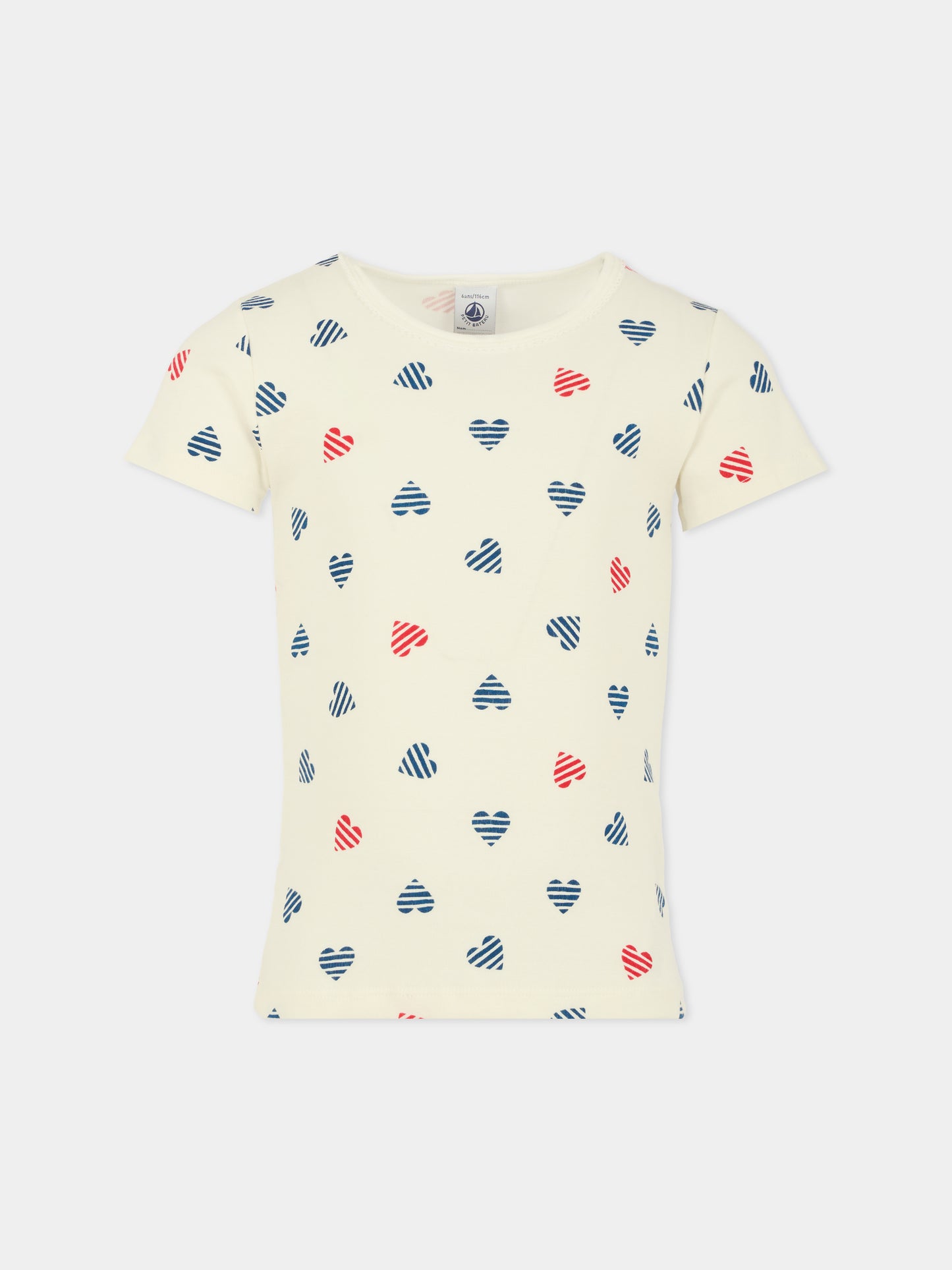 Set canottiere bianche per bambina con cuori,Petit Bateau,A0D2C 00