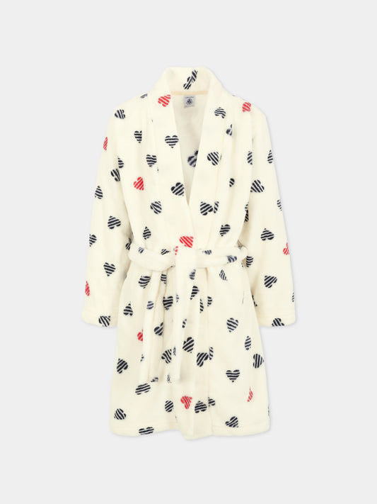 Vestaglia avorio per bambina con cuori,Petit Bateau,A0DS6 02