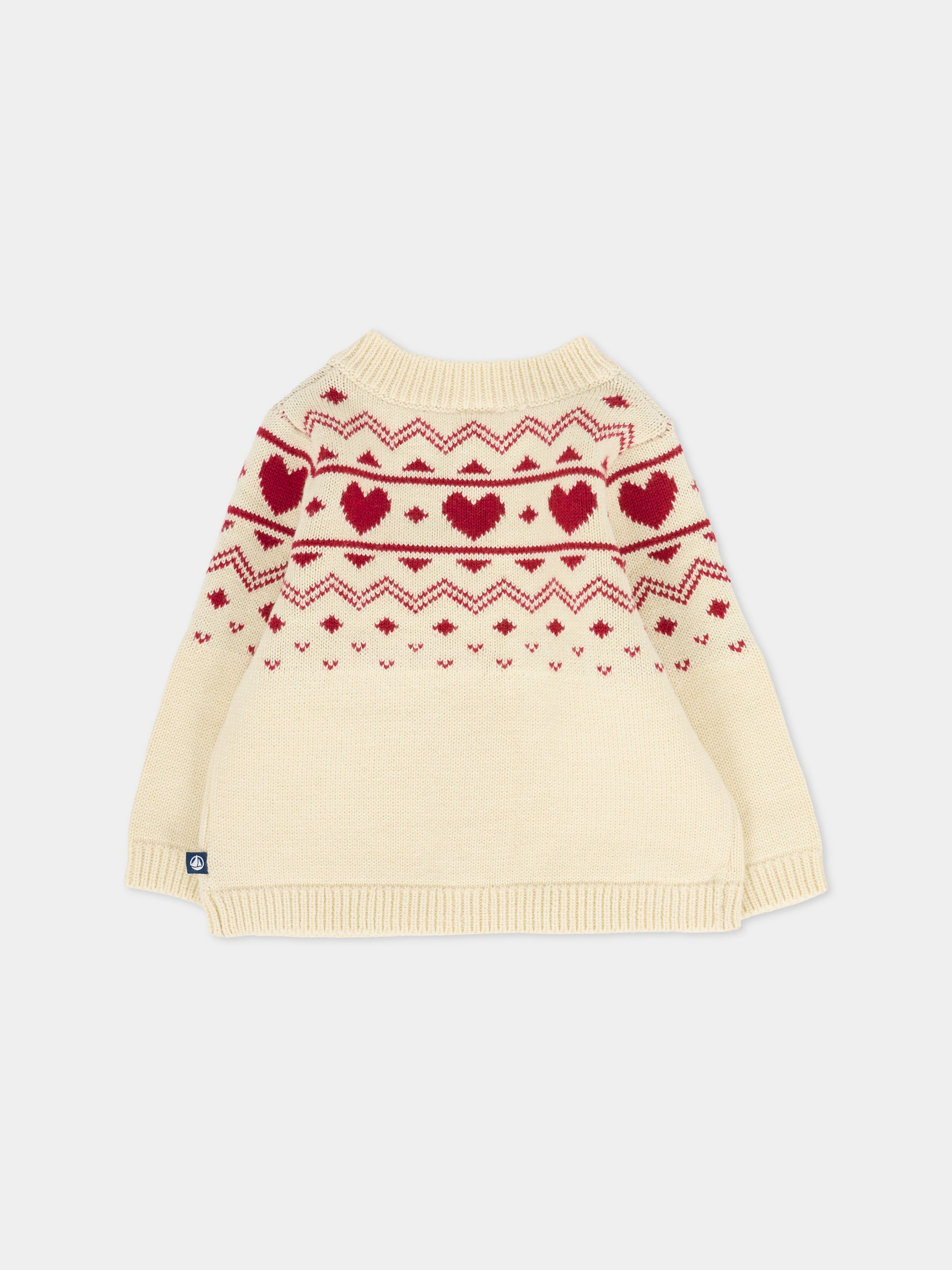 Cardigan beige per neonata con cuori,Petit Bateau,A0EBI 01