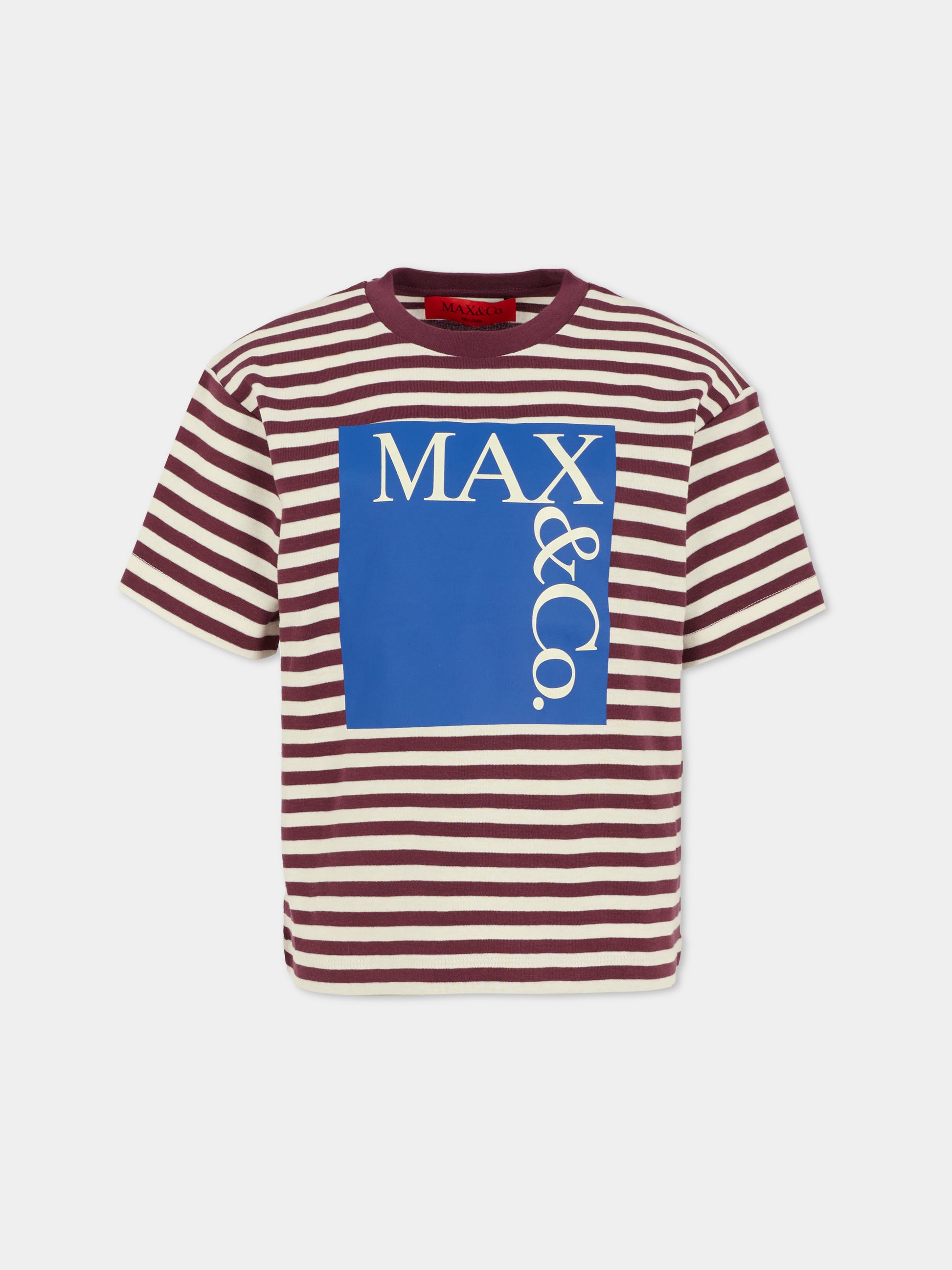 T-shirt viola per bambina con logo,Max&co,MX0192-MX046-MXC18