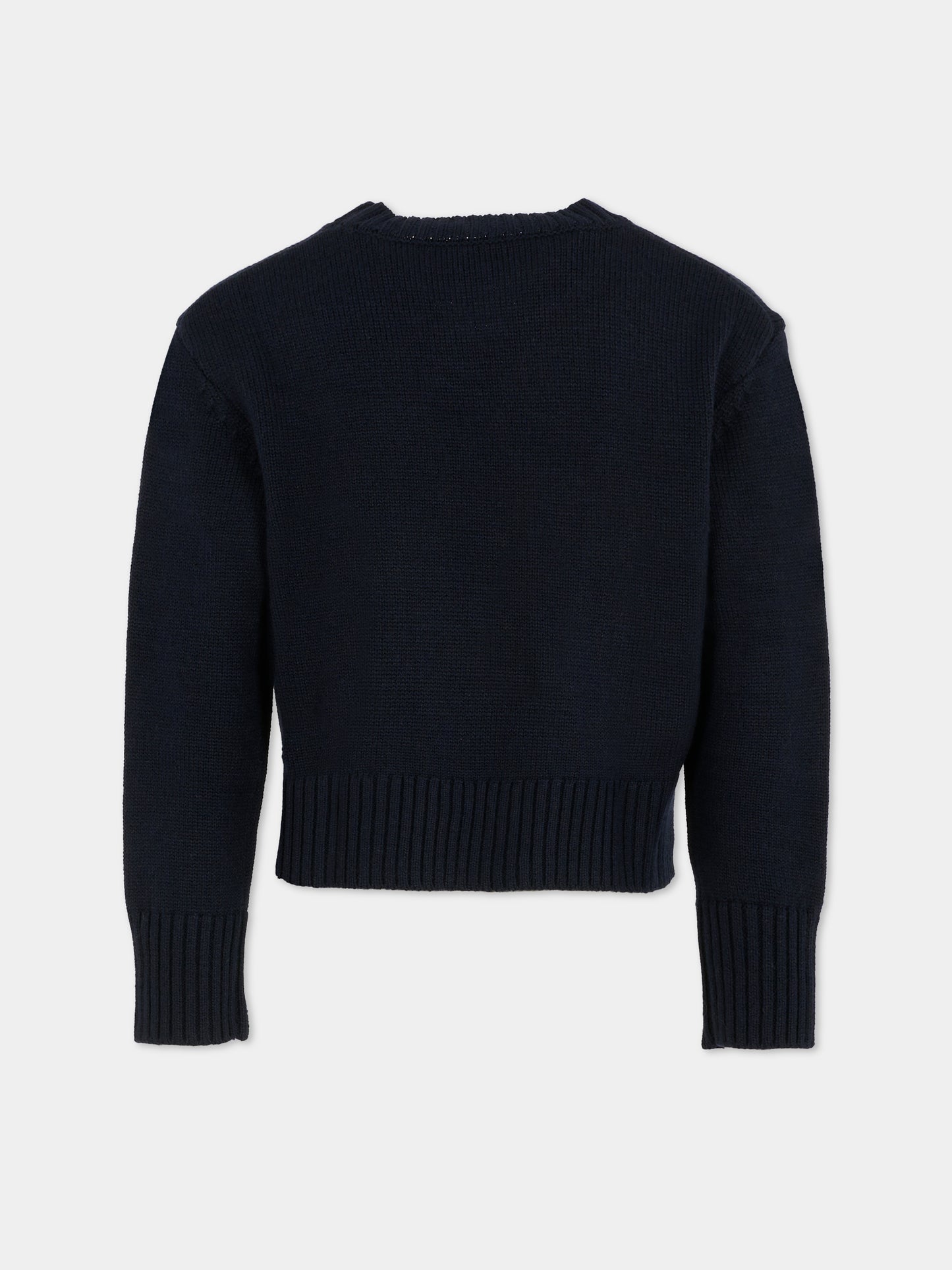 Maglione blu per bambina con logo,Max&co,MX0251-MX043-MX853