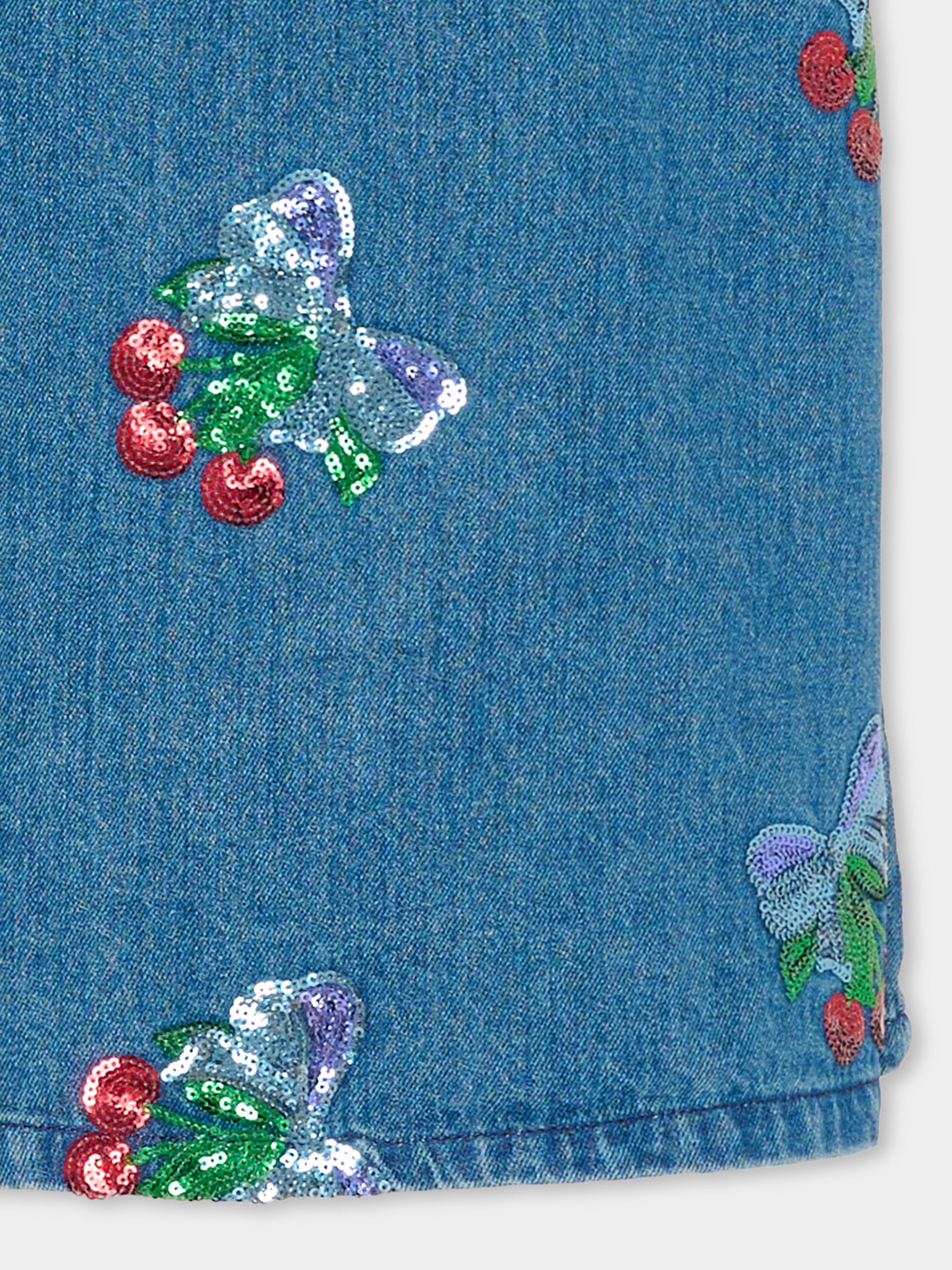 Vesito denim per bambina con ciliegie,Konges Sløjd,KS103891 AMARENA SEQUIN