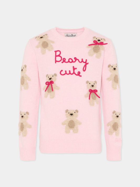 Maglione rosa per bambina con orsi e fiocchi,Mc2 Saint Barth,PRC0005 - 02267I