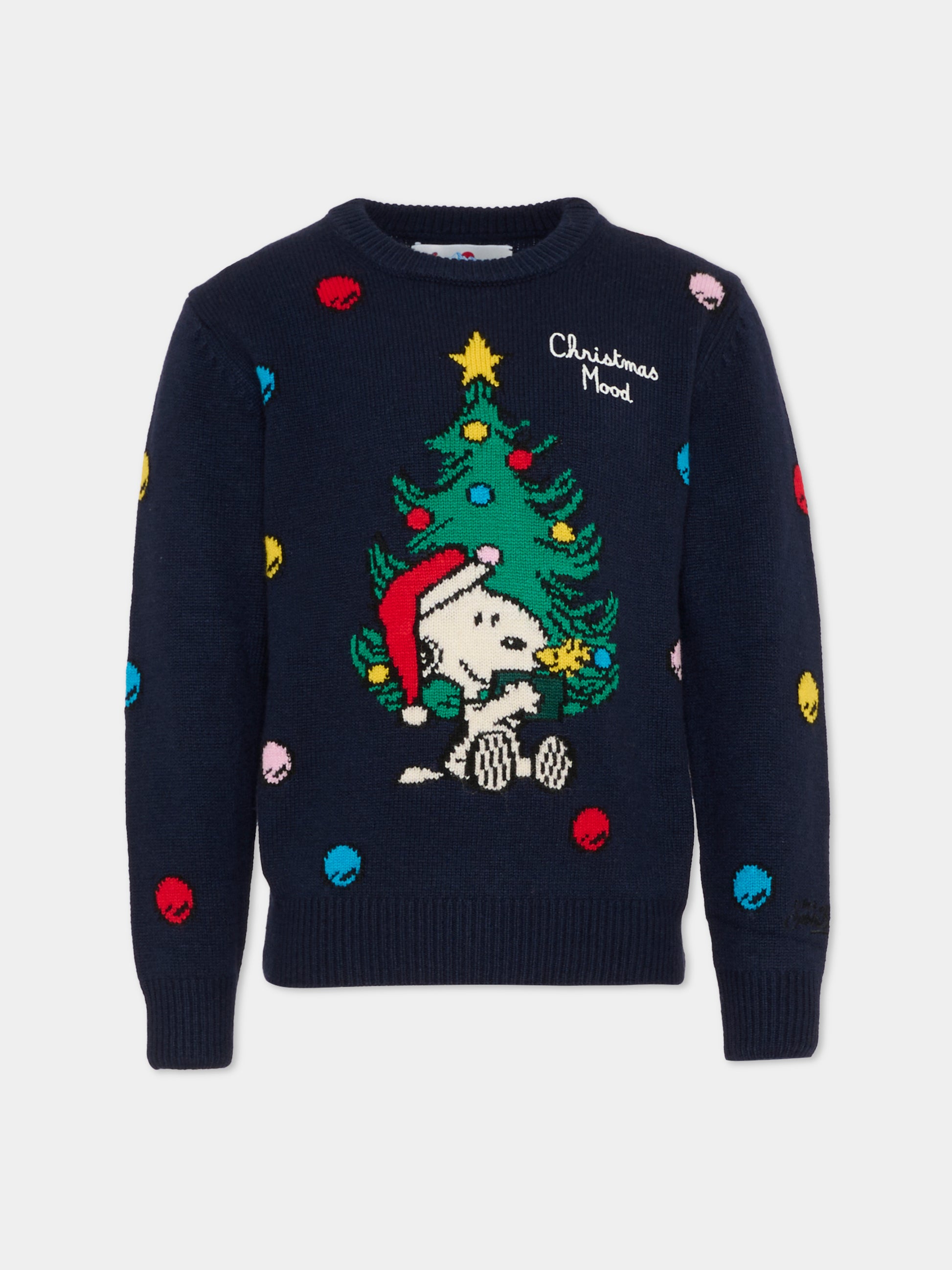 Maglione blu per bambino con Snoopy natalizio,Mc2 Saint Barth,DOU0003 - 02495I