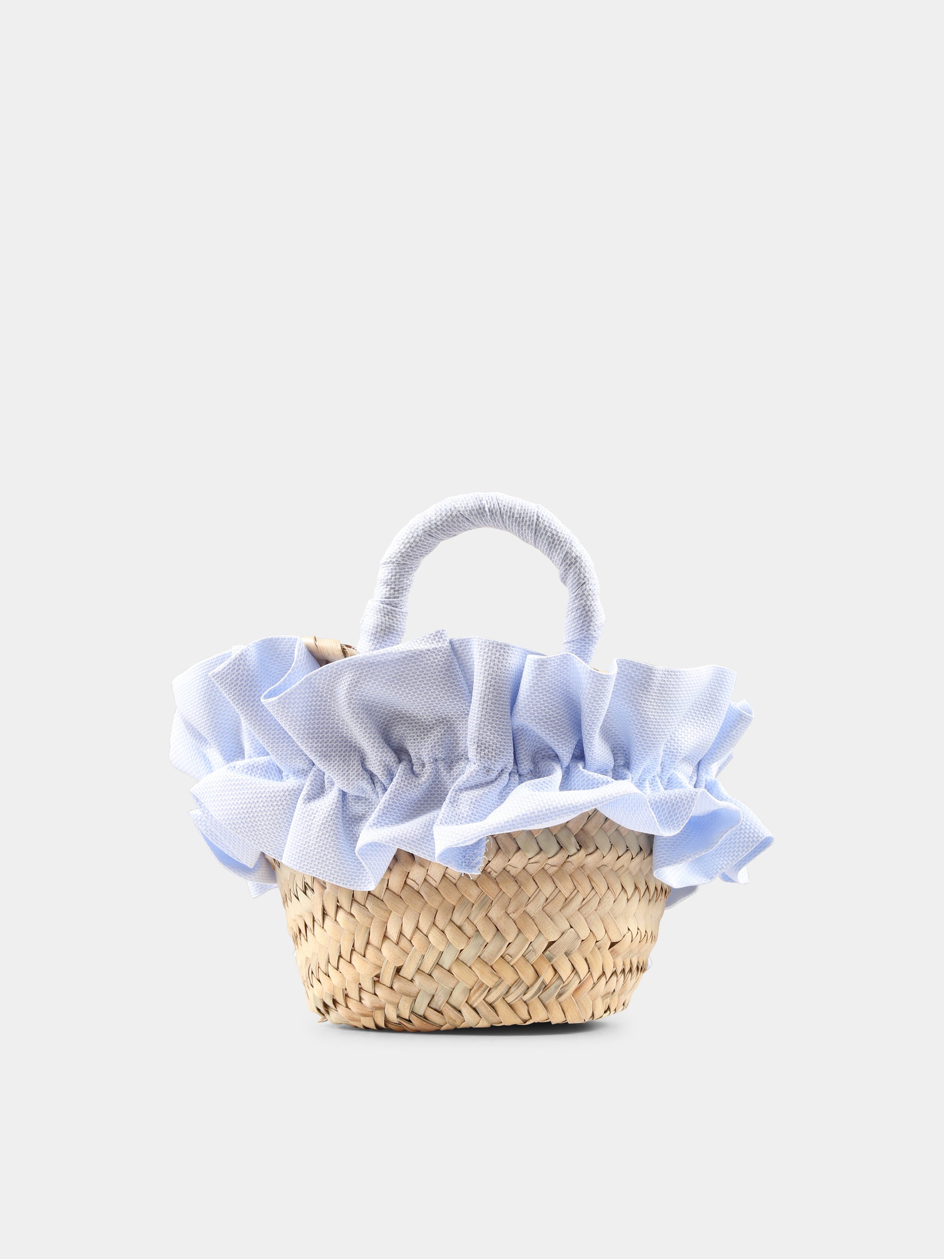 Borsa di paglia beige per bambina con fiocco,Vivetta Kids,VE2526A