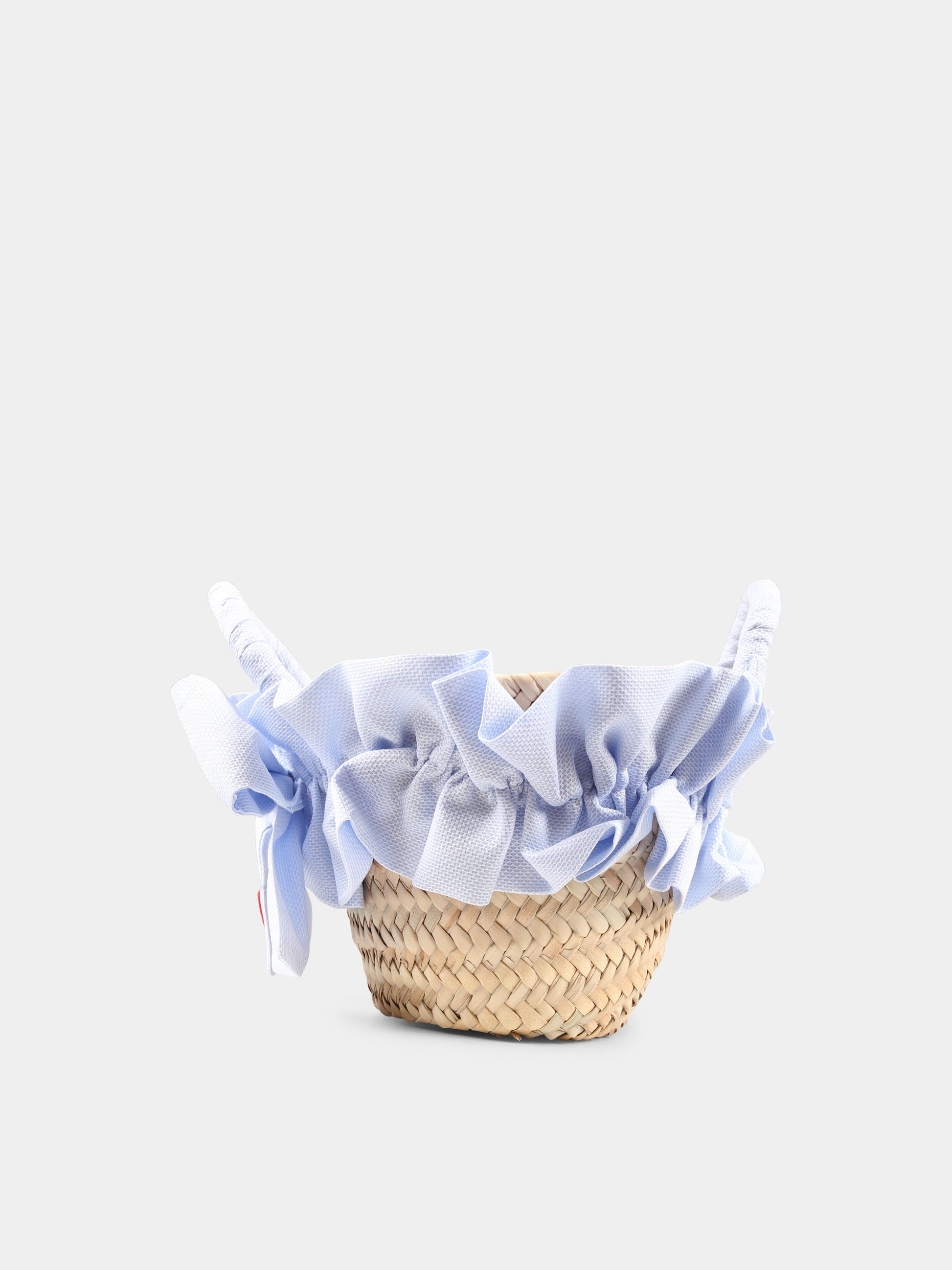 Borsa di paglia beige per bambina con fiocco,Vivetta Kids,VE2526A