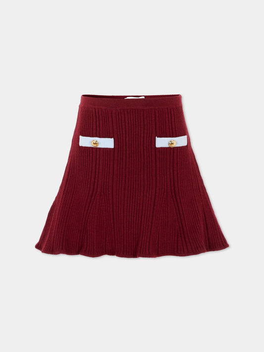 Gonna bordeaux per bambina,Self-portrait,AW25-700SK-BU