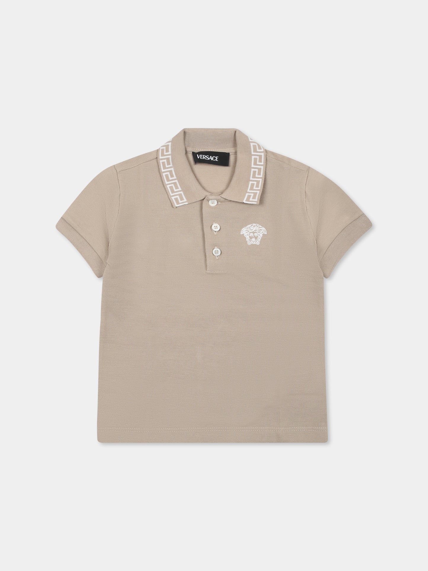Polo beige per neonato con Medusa,Versace,1018617 1A13012 2KE30