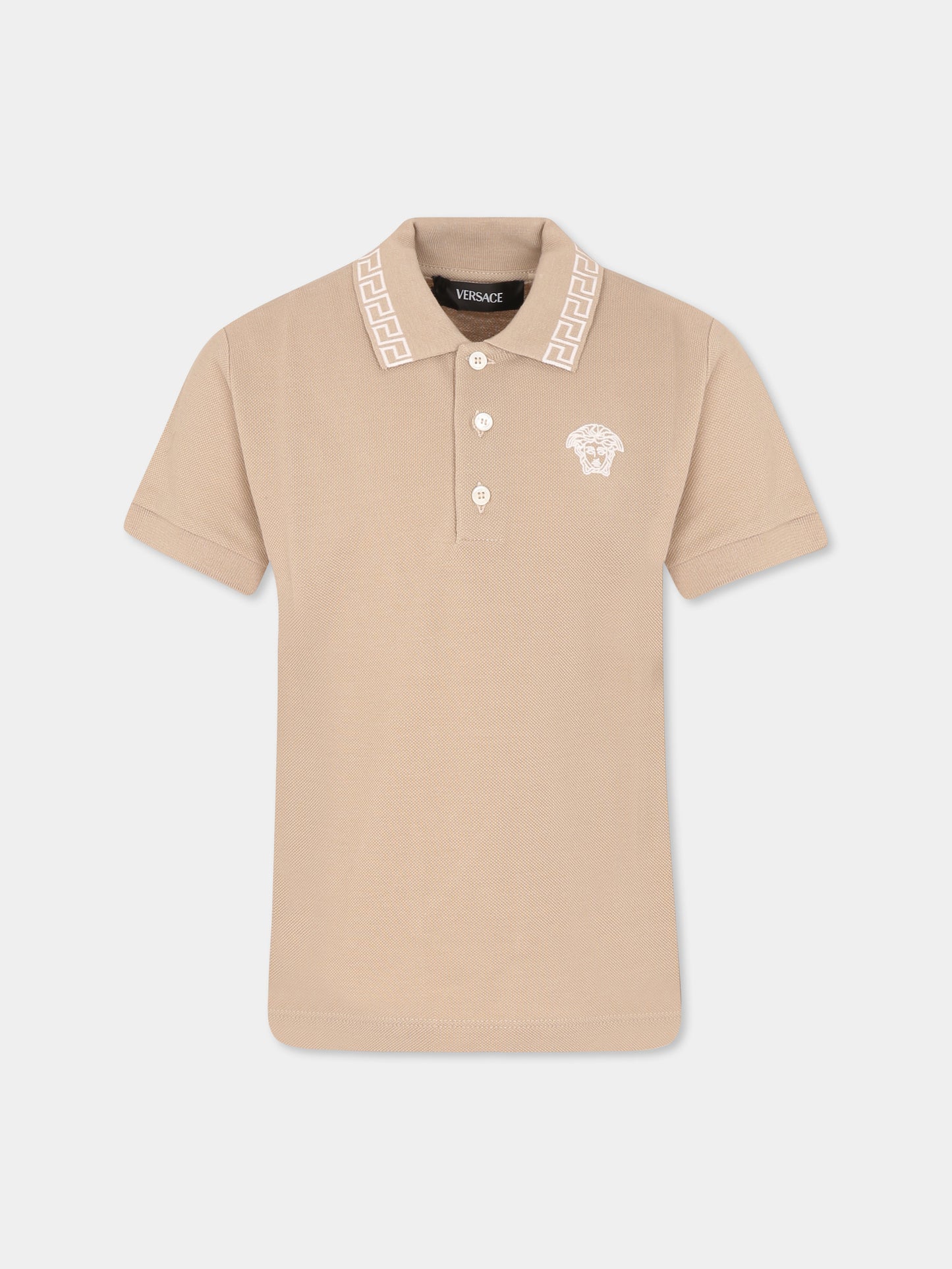 Polo beige per bambino con Medusa,Versace,1018617 1A13012 2KE30