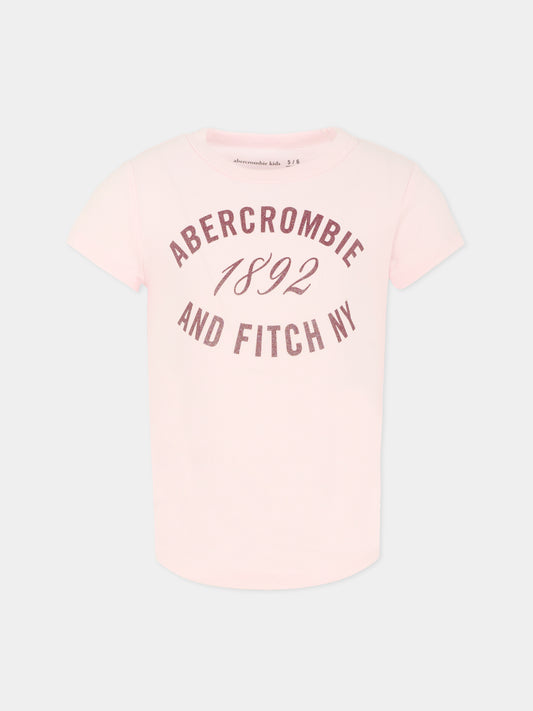 T-shirt rosa per bambina con logo,Abercrombie & Fitch,43AJ73 ADM