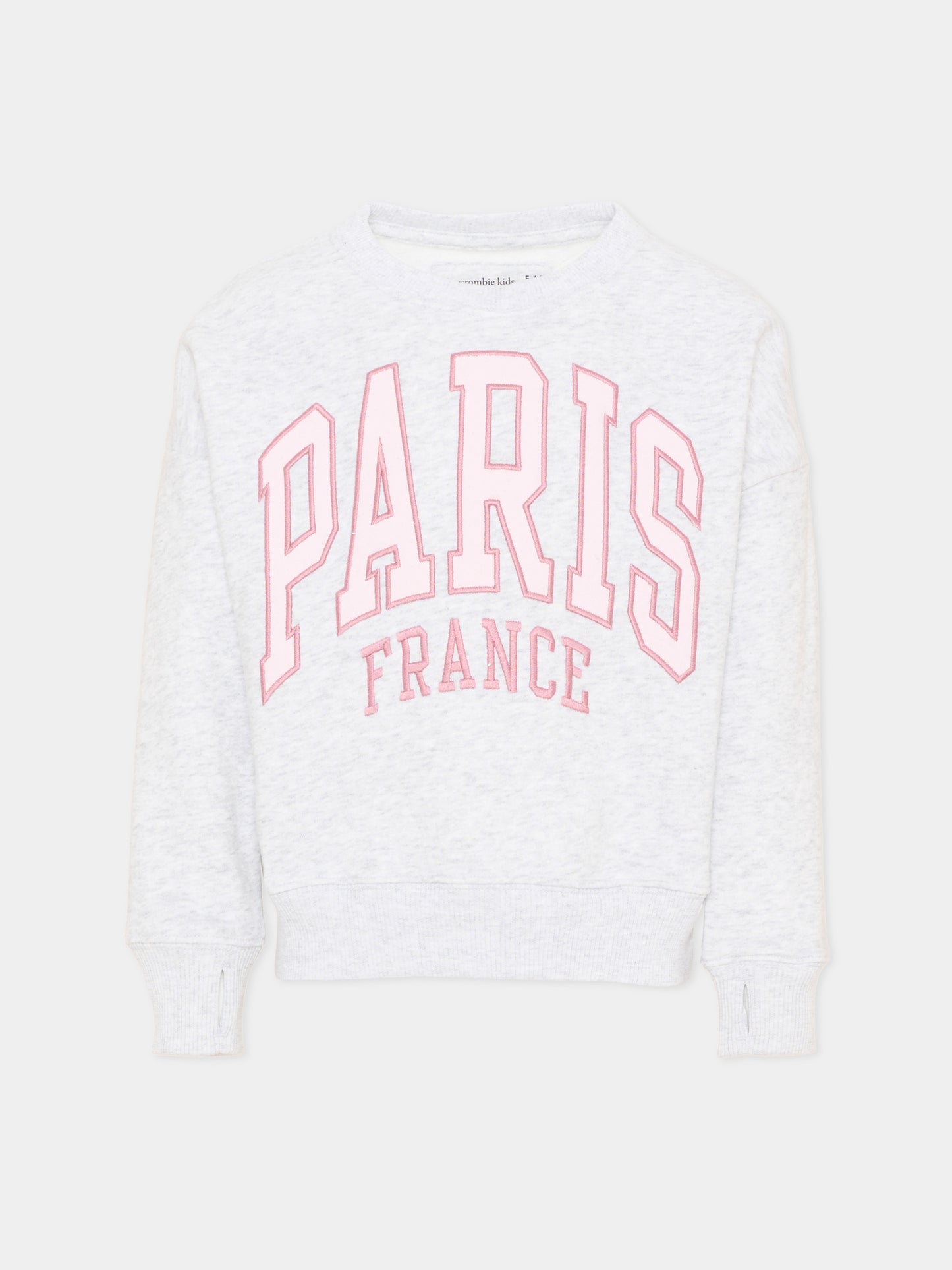 Felpa grigia per bambina con ricamo,Abercrombie & Fitch,43AJ88 GH3