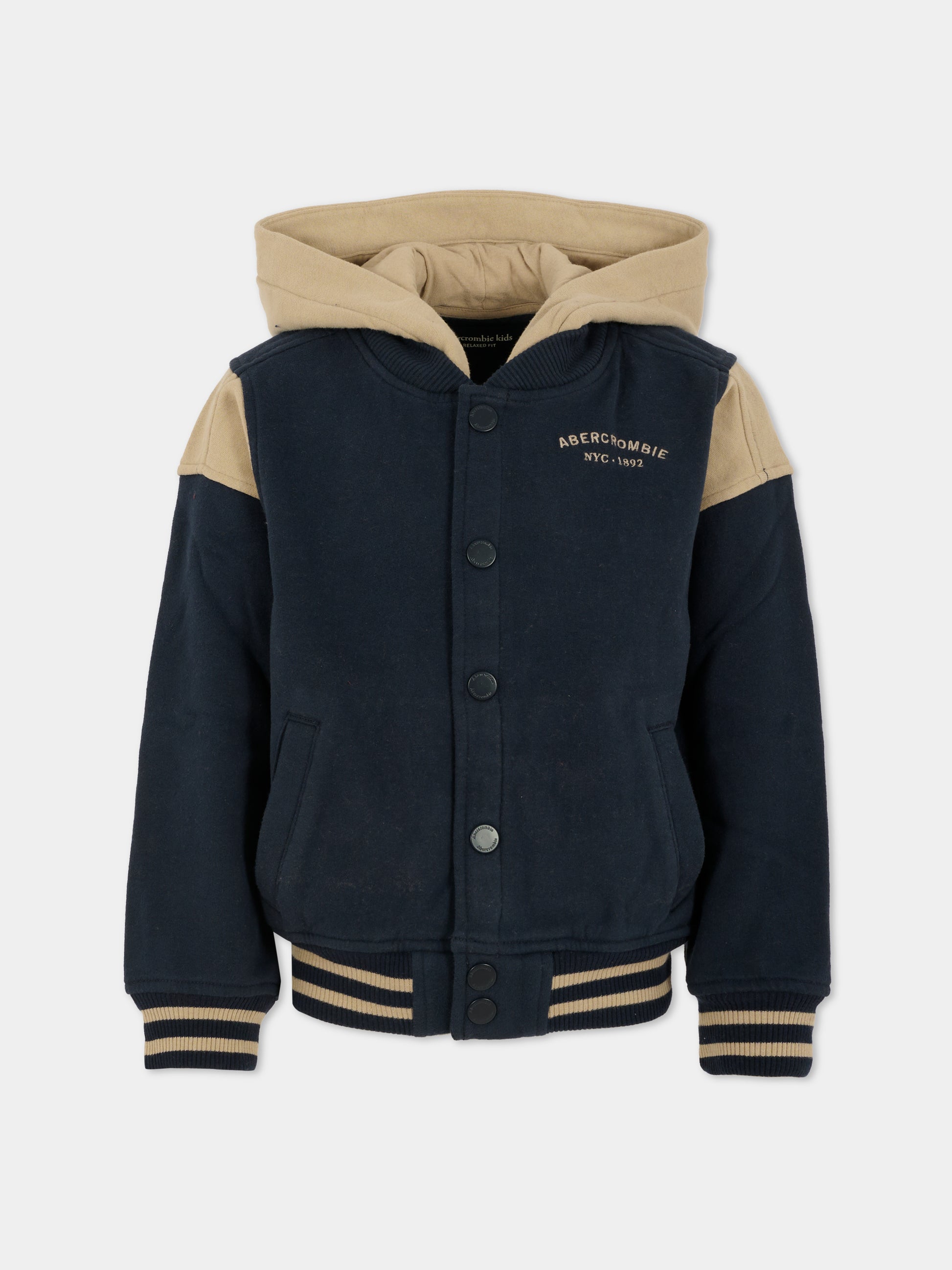 Bomber blu per bambino con logo,Abercrombie & Fitch,AF93AF44 93AF44 U3K