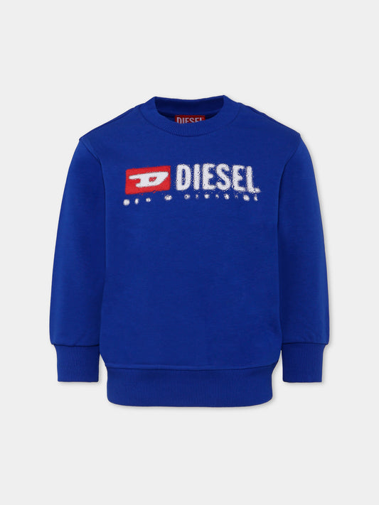Felpa blu per bambino con logo,Diesel,J02483-KYAZ3-K89G