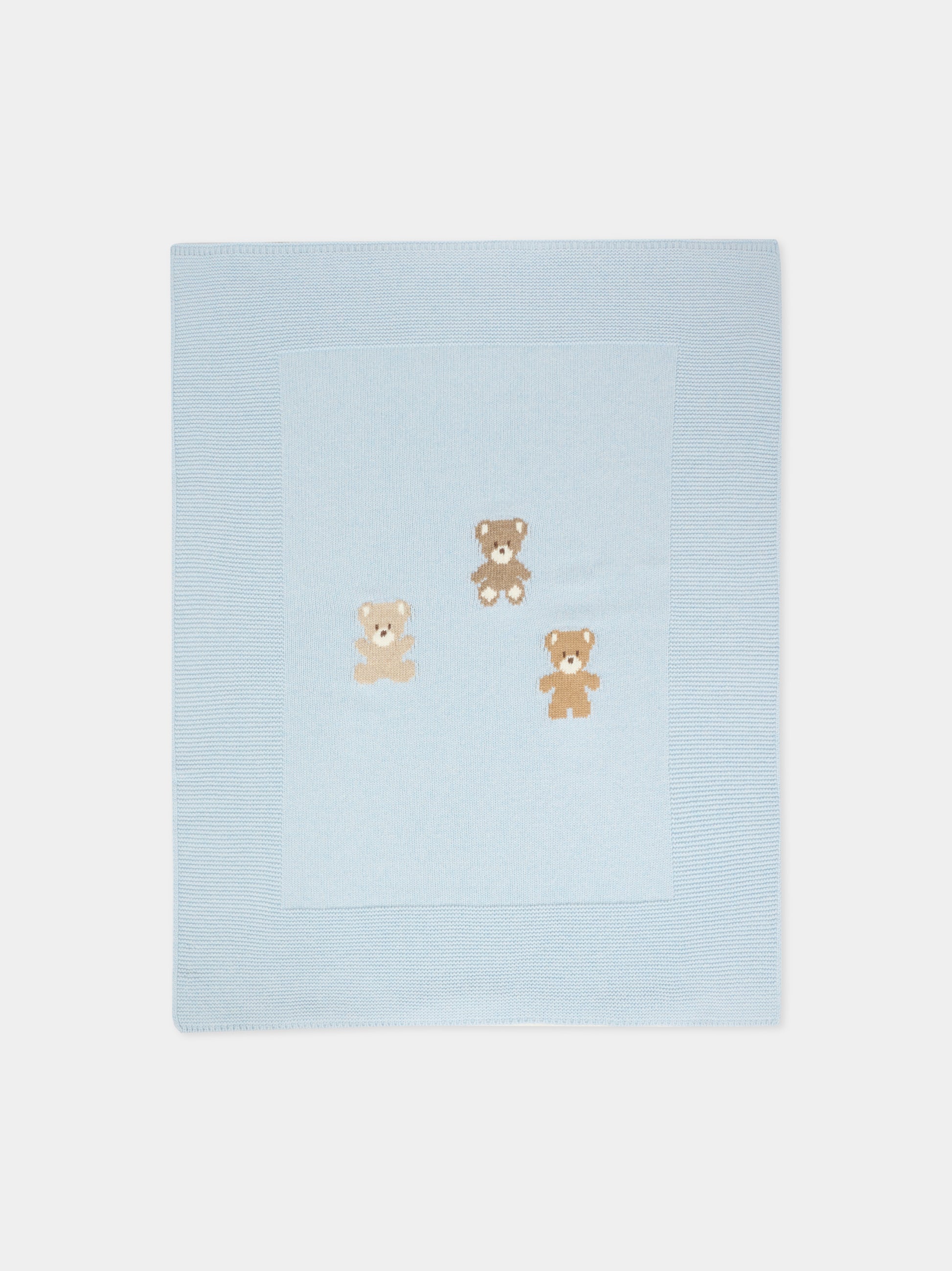 Coperta celeste per neonato con orsetti,J.o. Milano,568A1 CIELO