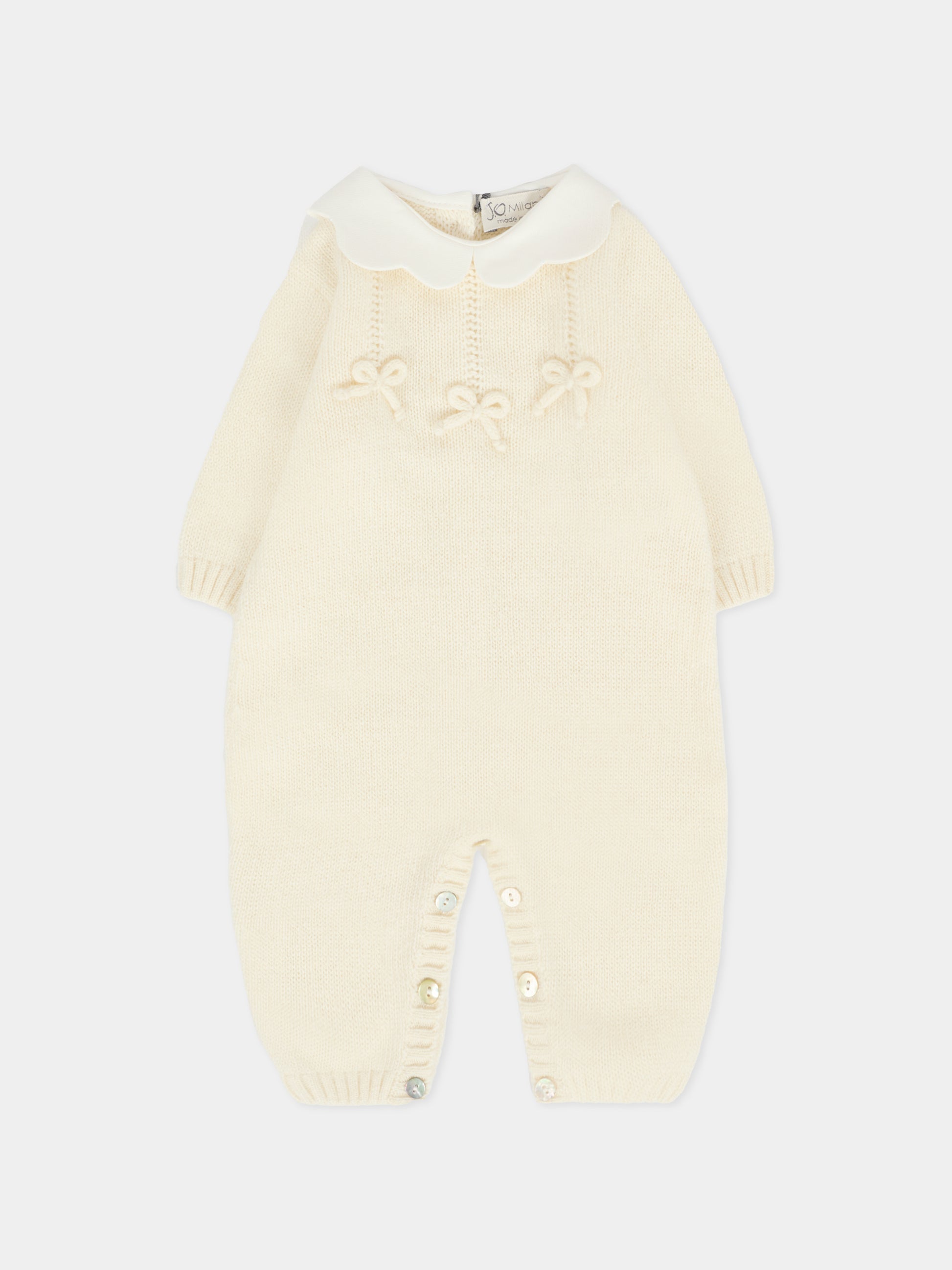 Tutina avorio per neonati con fiocchi,J.o. Milano,561D1 PANNA