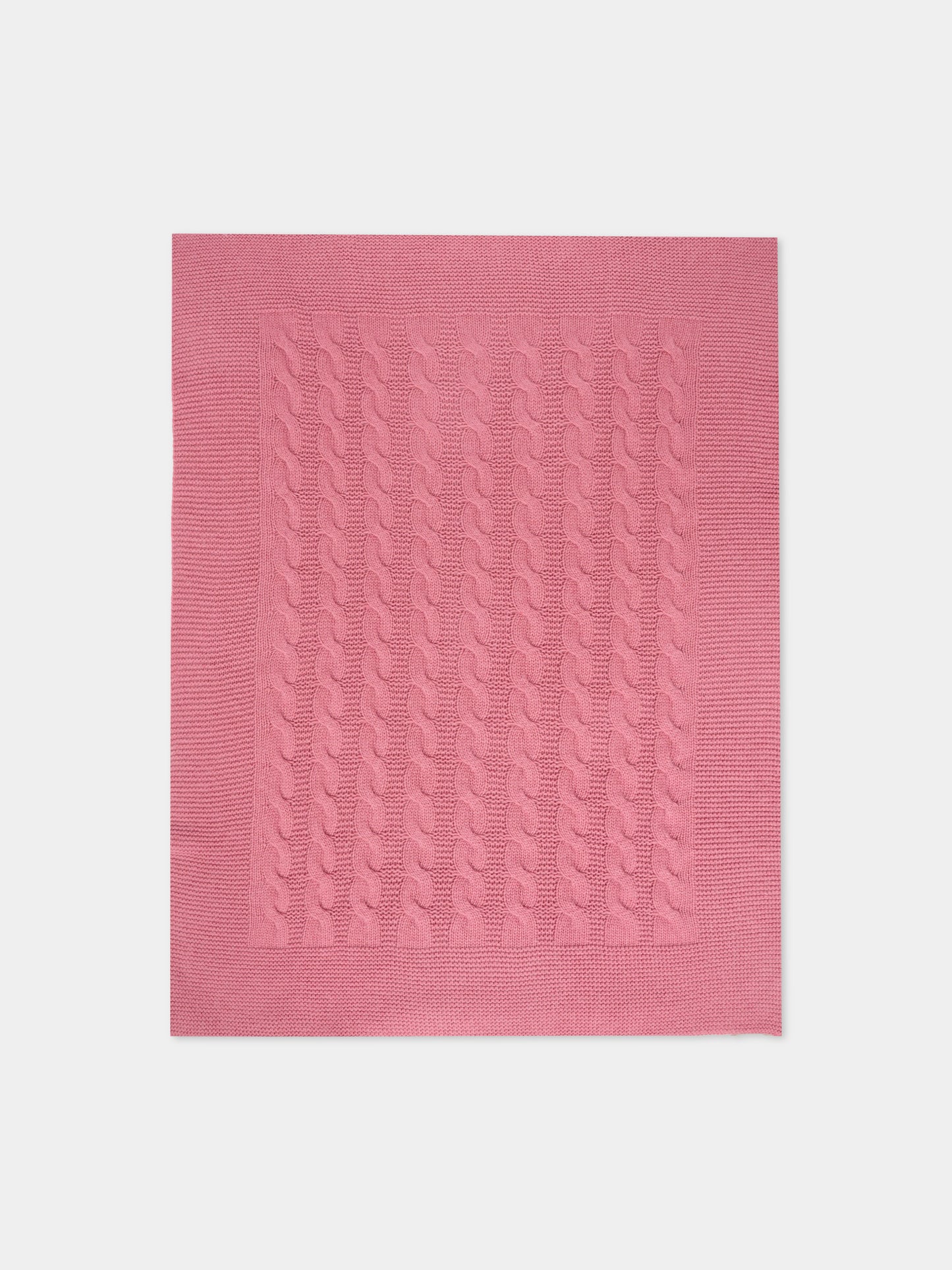Coperta rosa per neonata con trecce,J.o. Milano,568A2 ROSA ANTICO