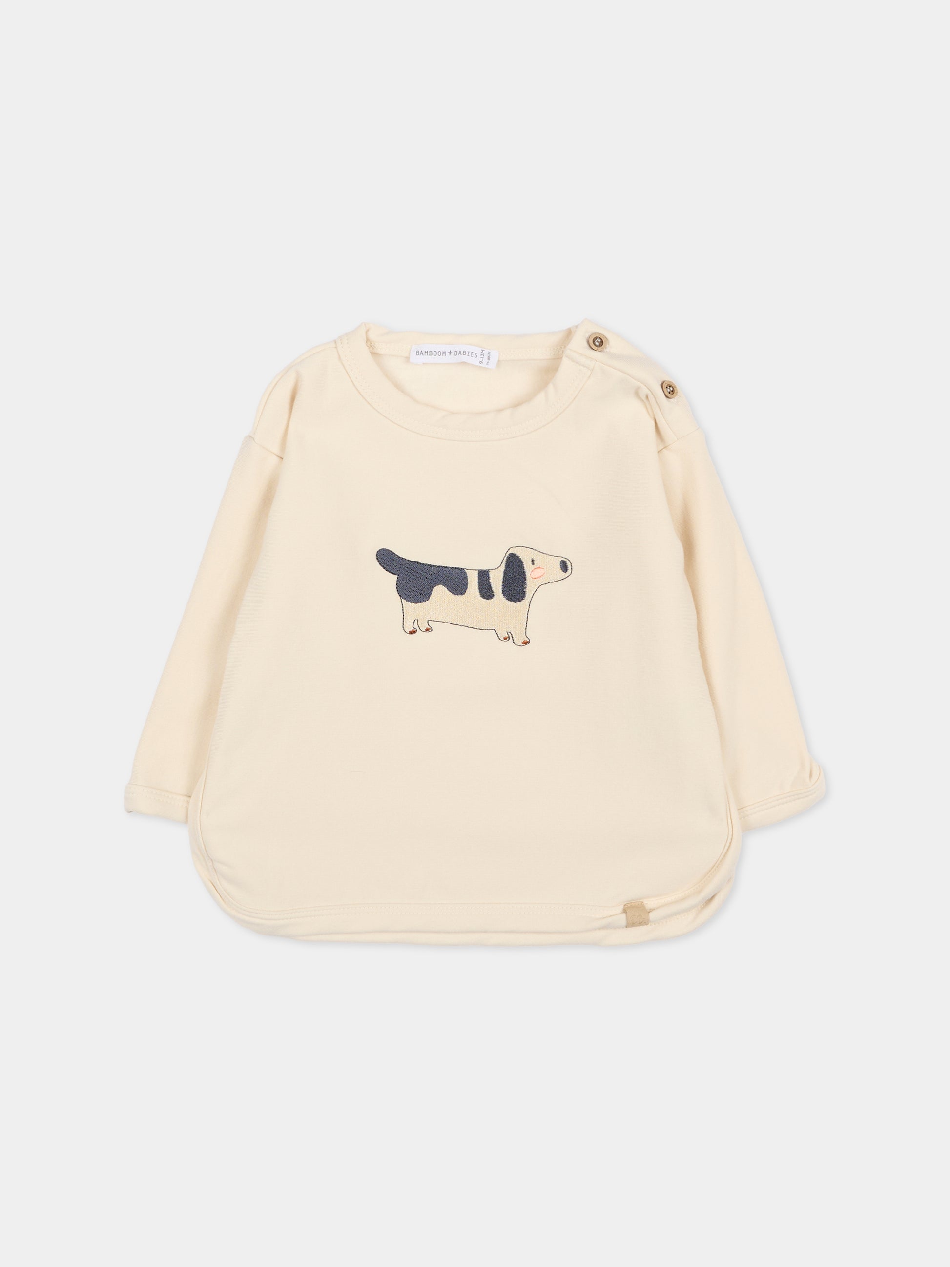 Felpa avorio per neonati con cane,Bamboom,1075 WARM WHITE