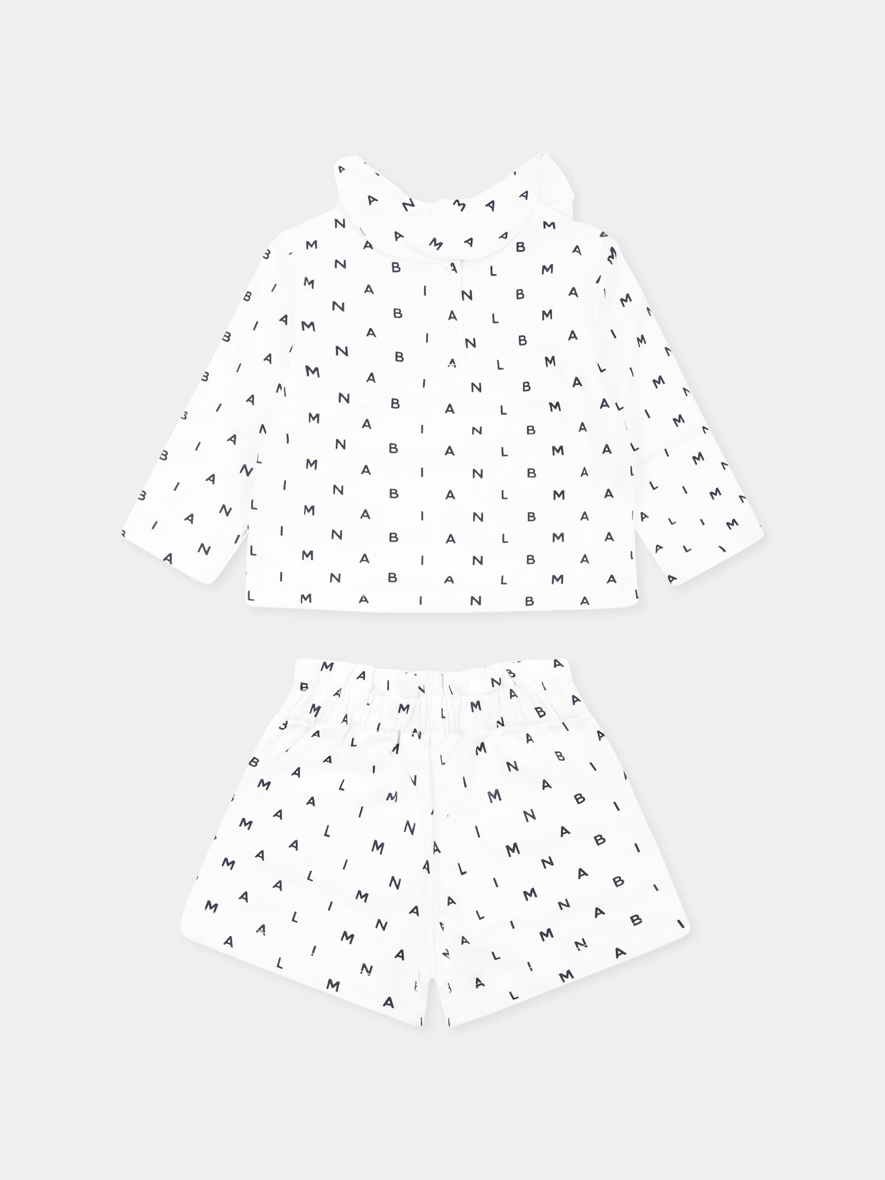 Completo bianco per neonata con logo,Balmain Kids,BU3060 Z1914 100BL