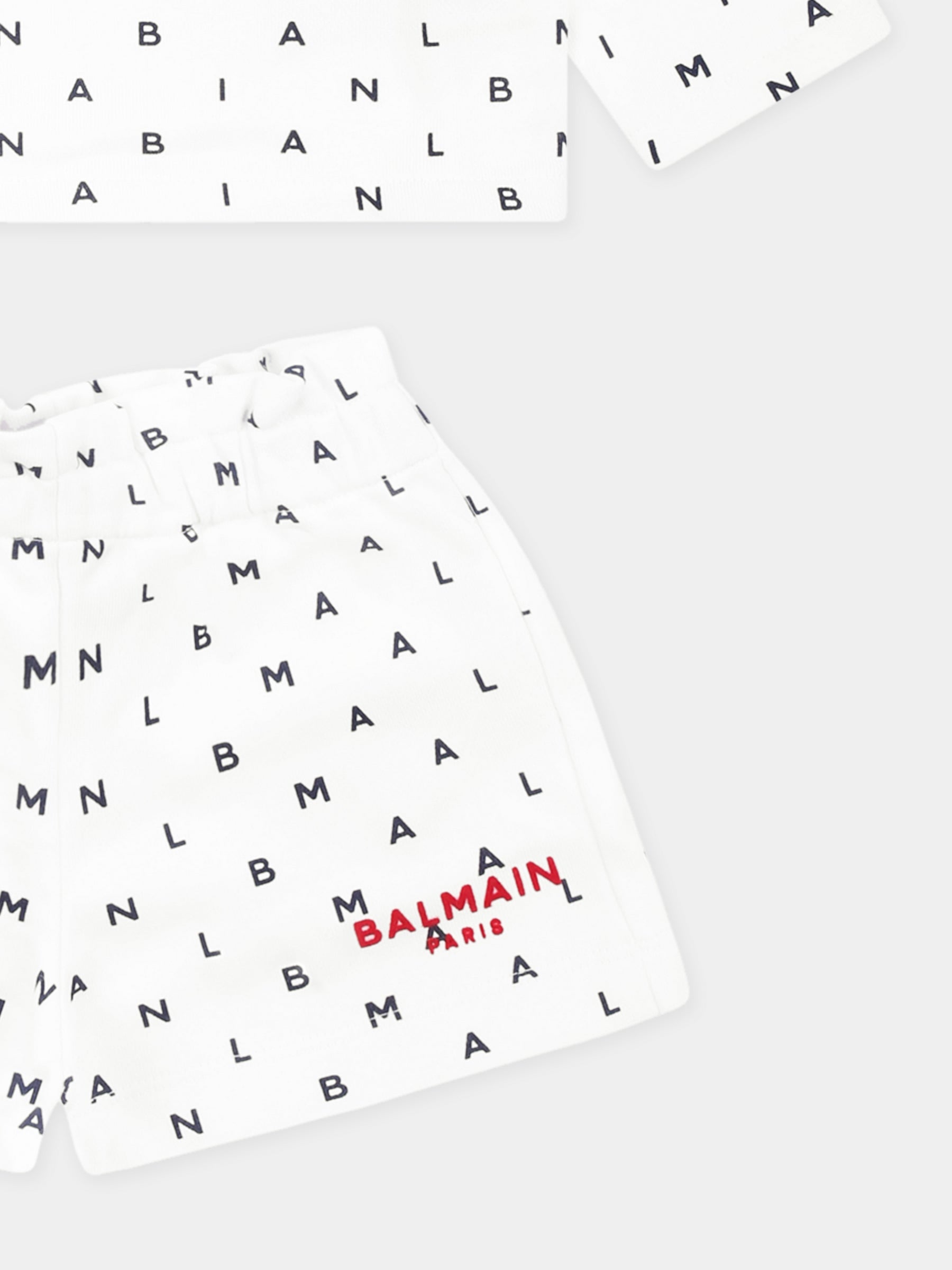 Completo bianco per neonata con logo,Balmain Kids,BU3060 Z1914 100BL