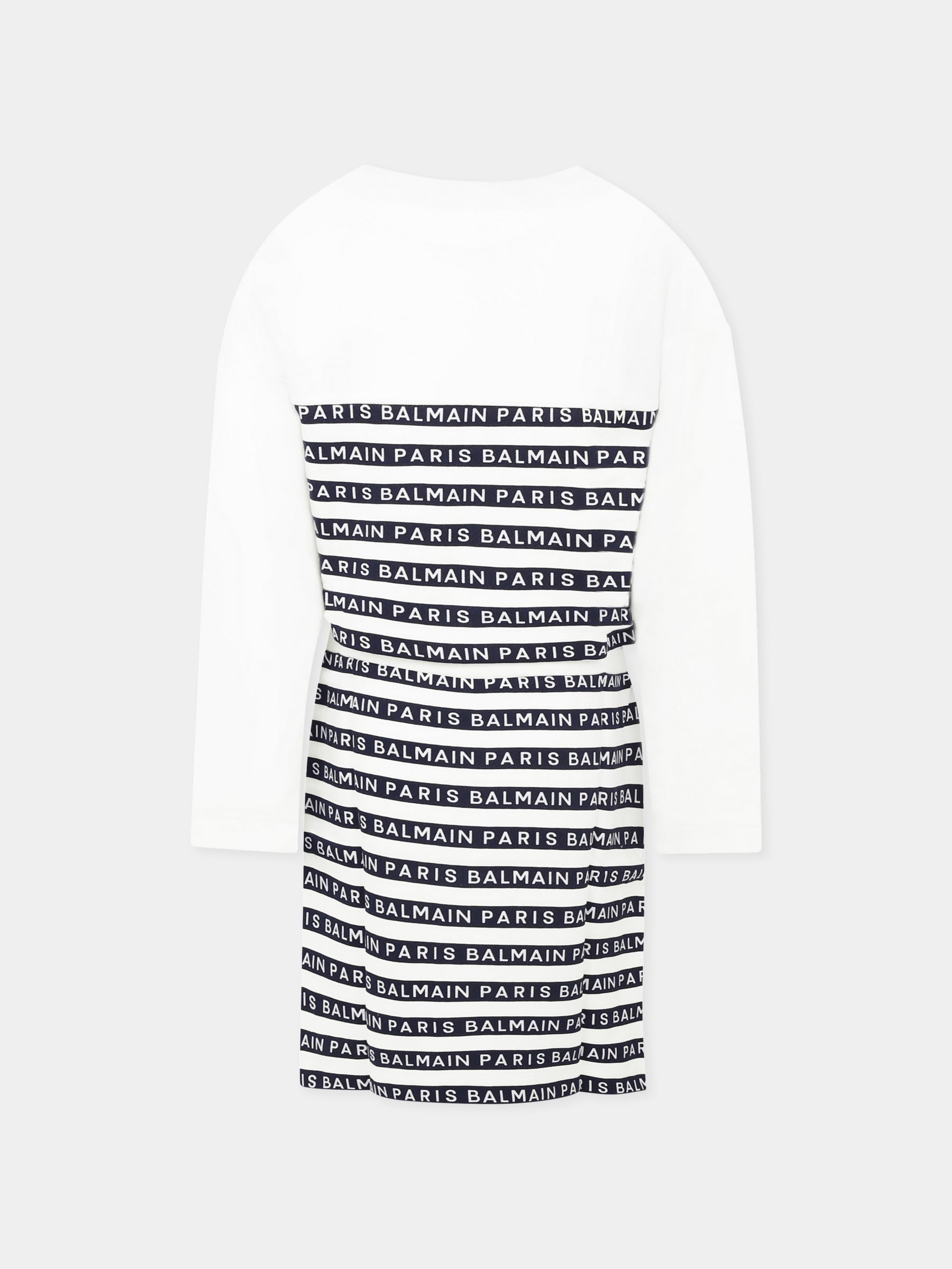 Completo bianco per bambina con logo,Balmain Kids,BU3B20 Z1909 100BL