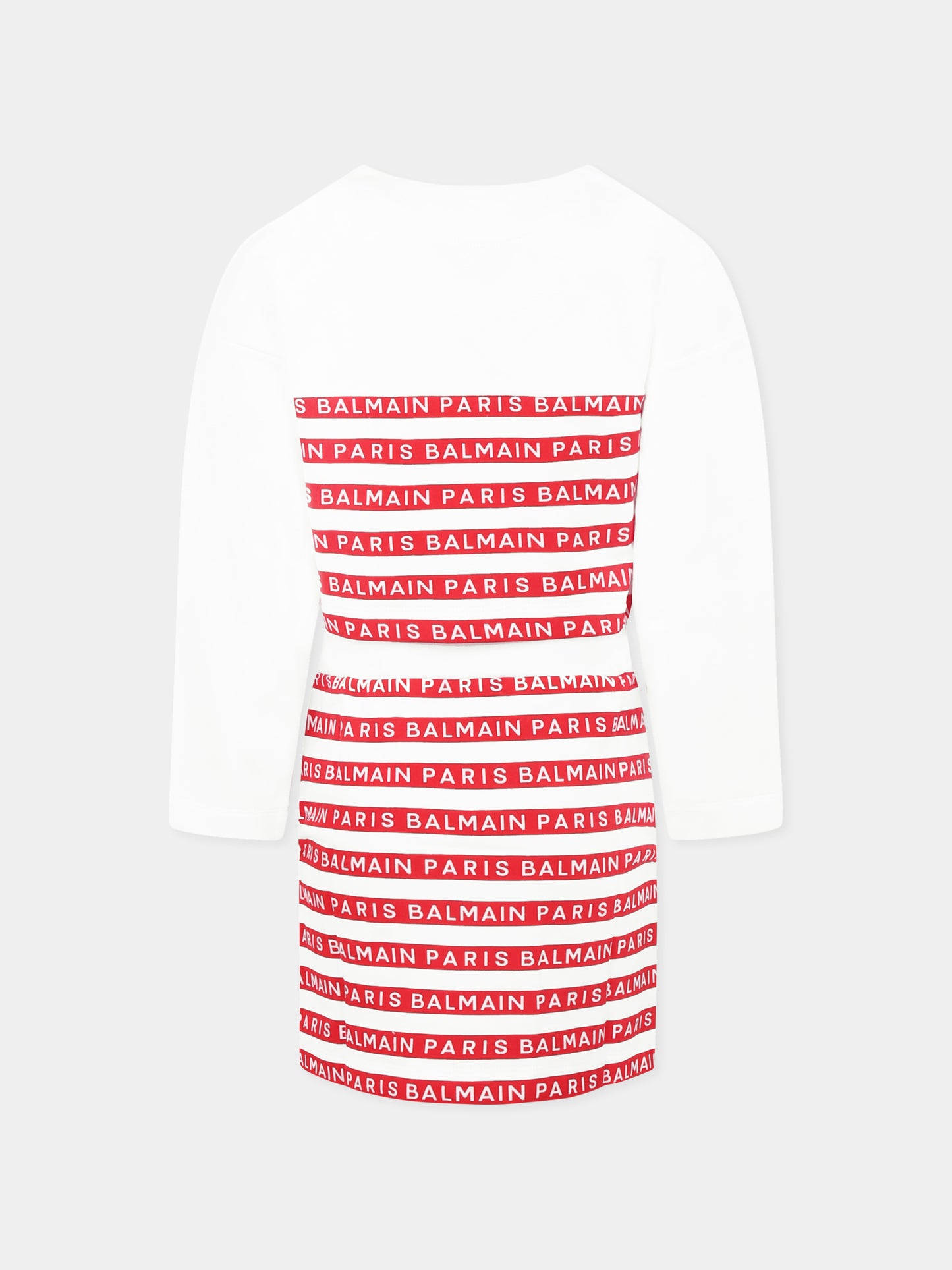 Completo bianco per bambina con logo,Balmain Kids,BU3B20 Z1909 100RO