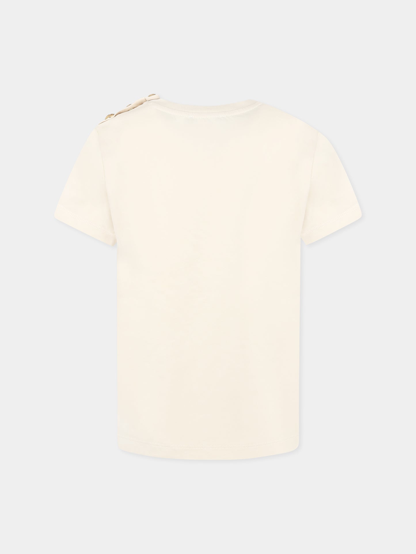 T-shirt beige per bambina con logo,Balmain Kids,BU8A11 Z1751 106