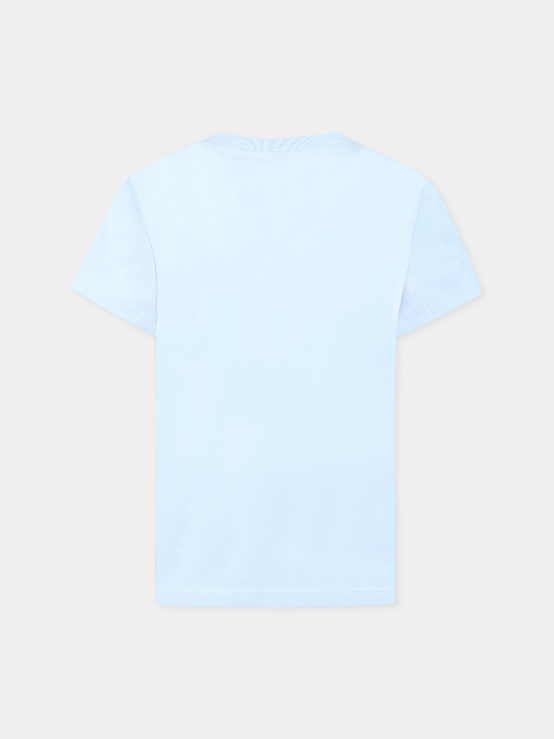 T-shirt celeste per bambina con logo,Balmain Kids,BU8A31 Z1751 684