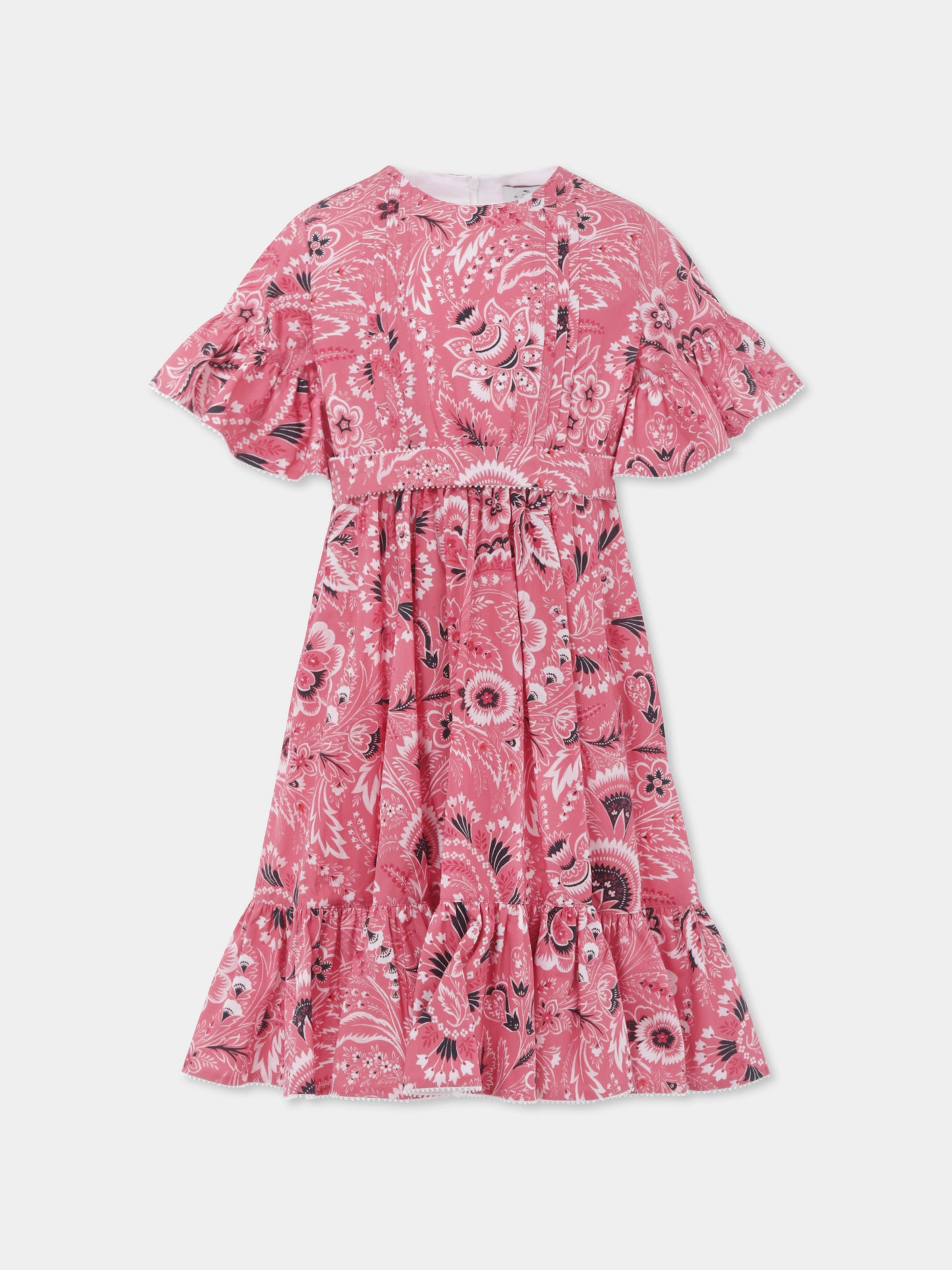 Vestito rosso per bambina con stampa paisley,Etro,GU1A71 P0417 50OAV