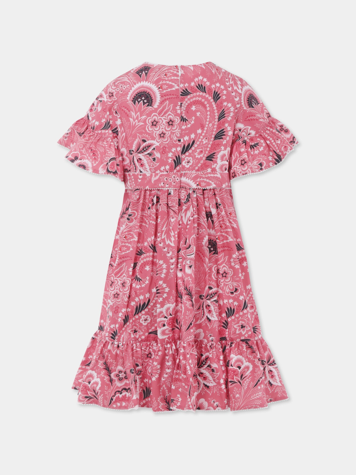 Vestito rosso per bambina con stampa paisley,Etro,GU1A71 P0417 50OAV