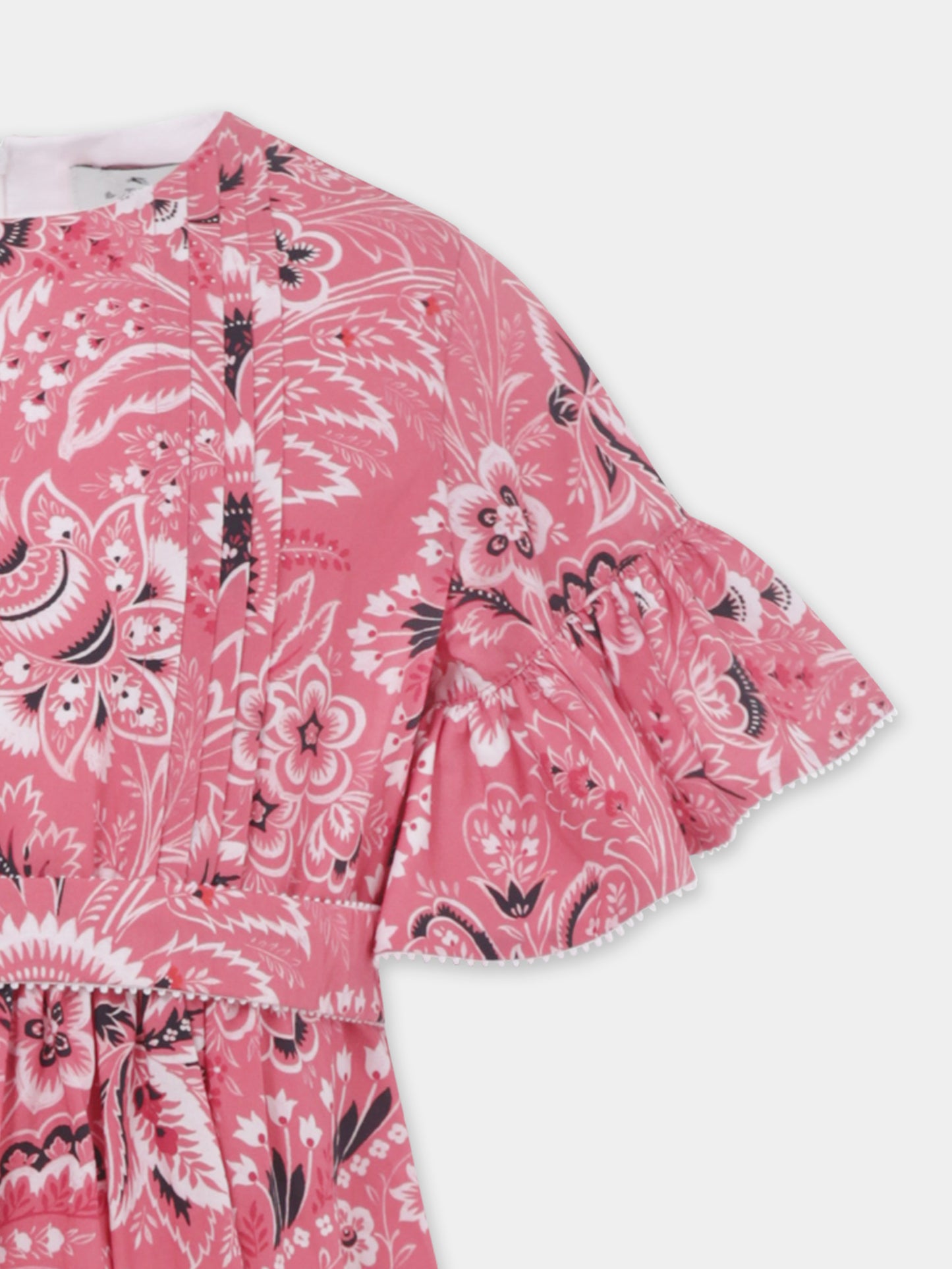 Vestito rosso per bambina con stampa paisley,Etro,GU1A71 P0417 50OAV