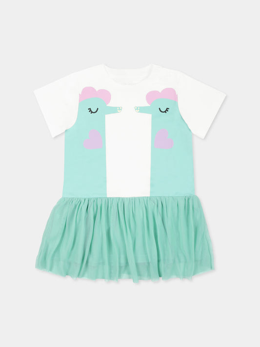 Vestito bianco per neonata con cavallucci marini,Stella Mccartney Kids,TU1031 Z0434 101