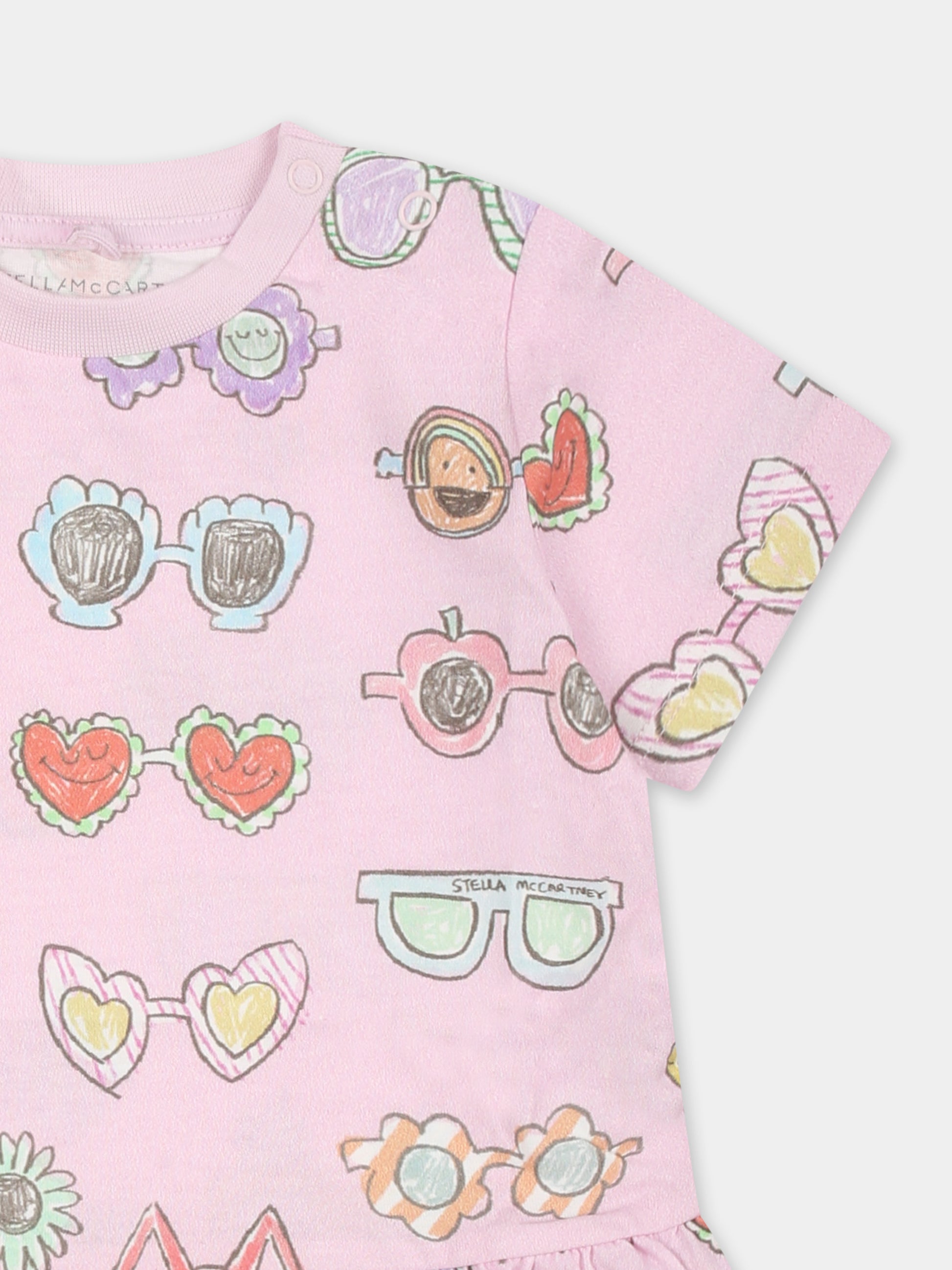 Vestito lilla per neonata con occhiali da sole all over,Stella Mccartney Kids,TU1061 Z1804 50HMC